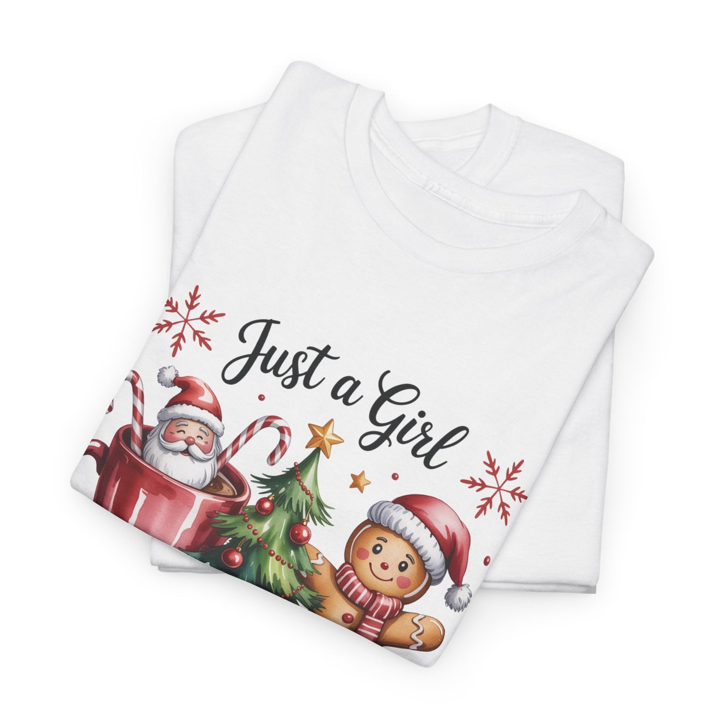 Just a Girl Who Loves Christmas T-Shirt | Cozy Hot Cocoa Station Holiday Tee