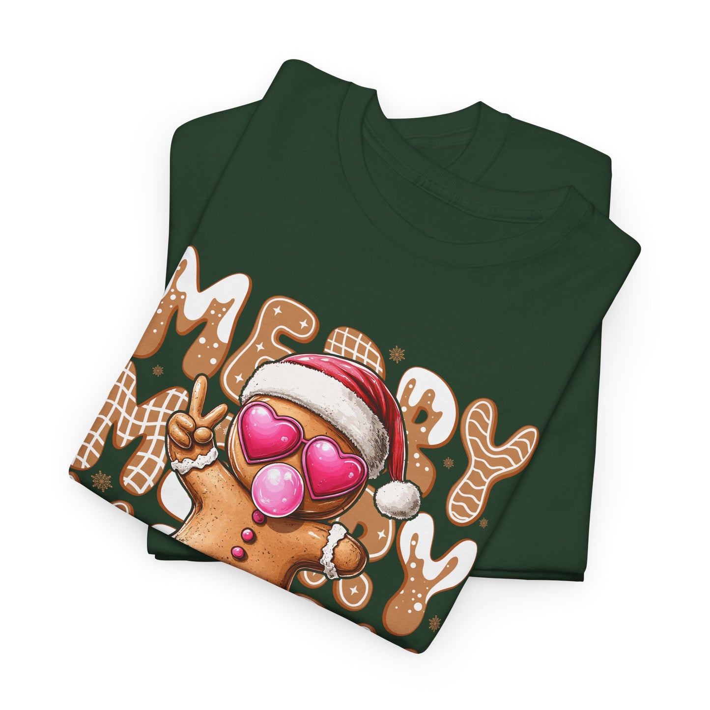 Sassy Gingerbread Man Cozy Heart Eyes Christmas Cookie Tee