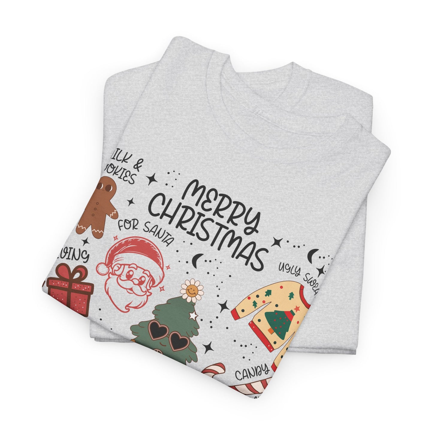 Merry Christmas Doodle Icon T-Shirt | Vintage Holiday Aesthetic Tee