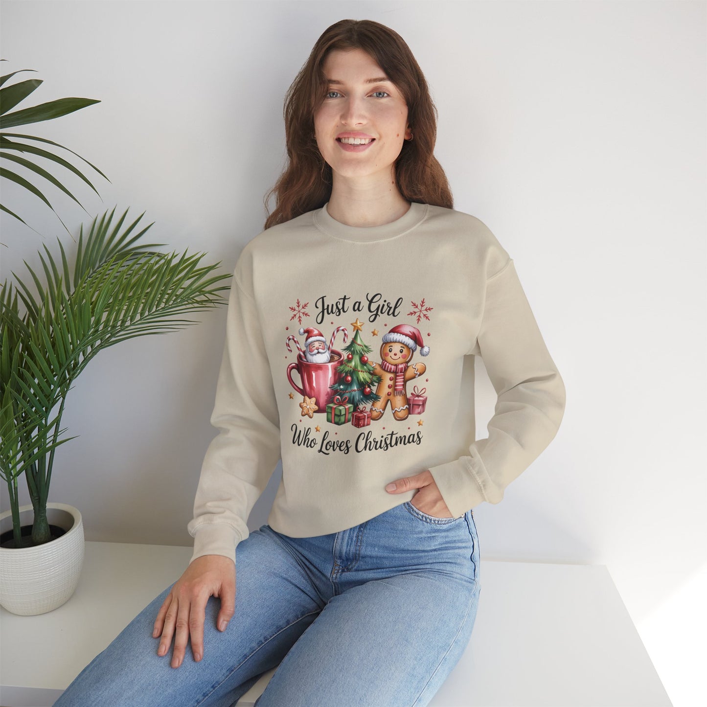Just a Girl Who Loves Christmas Cozy Holiday Sweatshirt