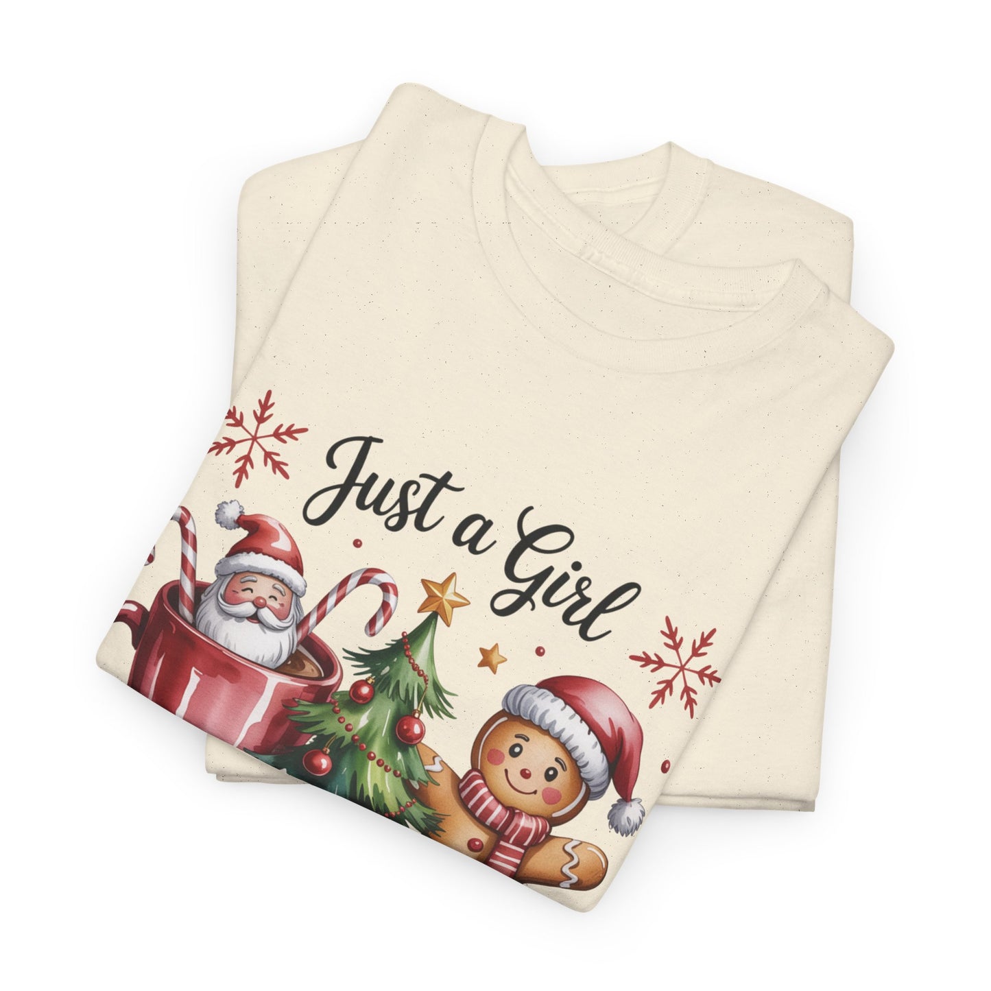 Just a Girl Who Loves Christmas T-Shirt | Cozy Hot Cocoa Station Holiday Tee