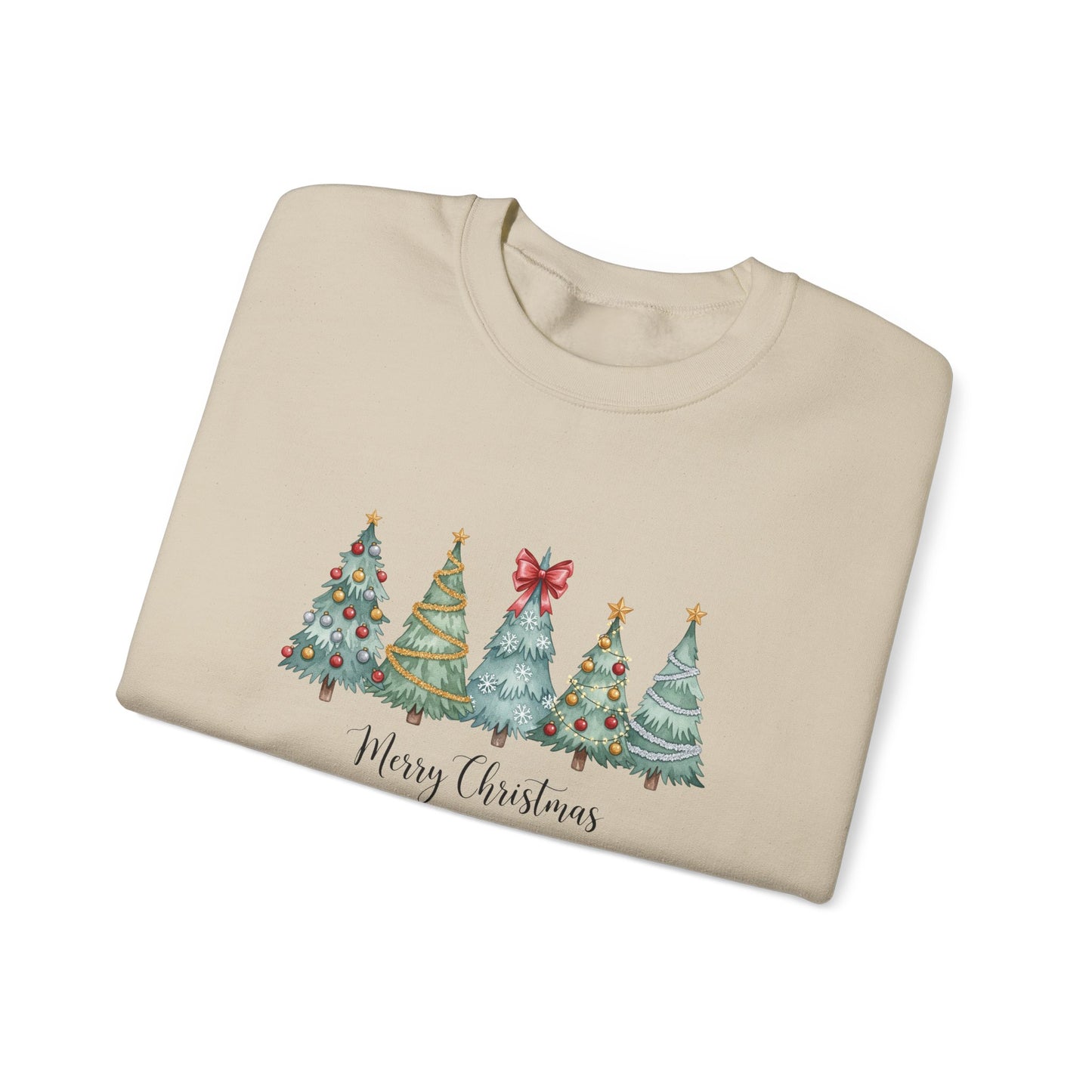 Merry Christmas Watercolor Festive Holiday Tree Forest Sweatshirt