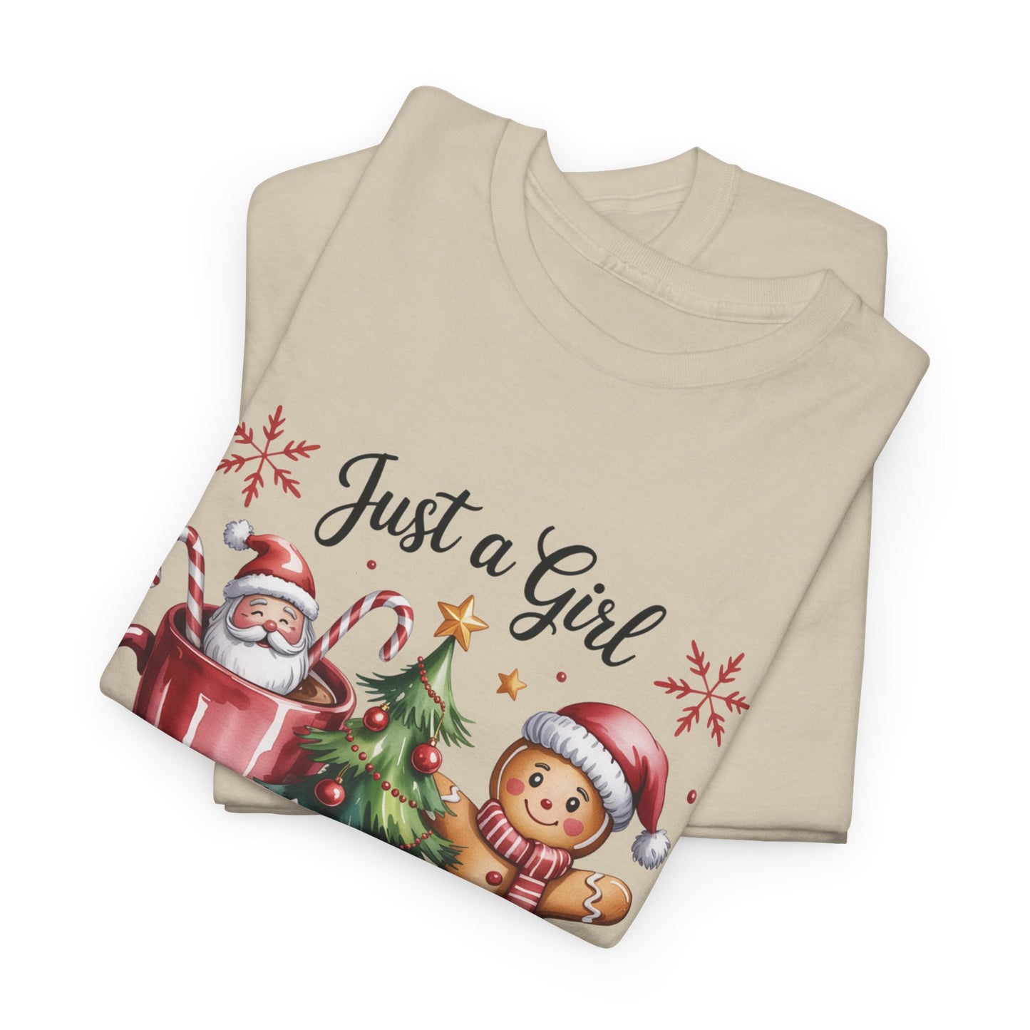 Just a Girl Who Loves Christmas T-Shirt | Cozy Hot Cocoa Station Holiday Tee