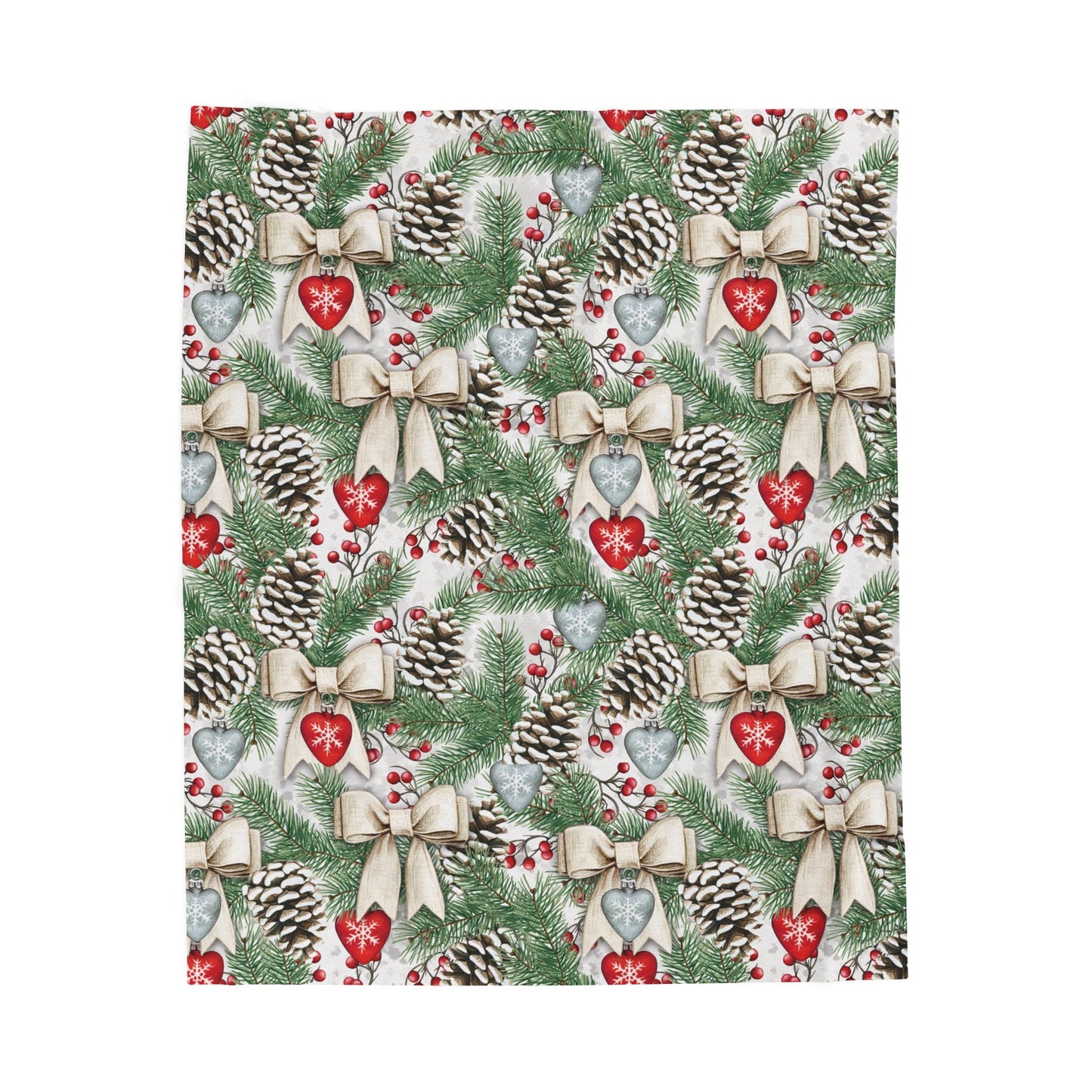 Rustic Pinecone, Fir Bough & Berry Cozy Blanket - Natural Christmas Home Decor