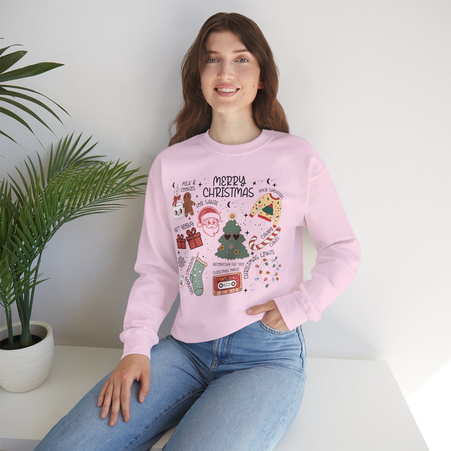 Fun Holiday Icon Nostalgic Christmas Doodle Sweatshirt