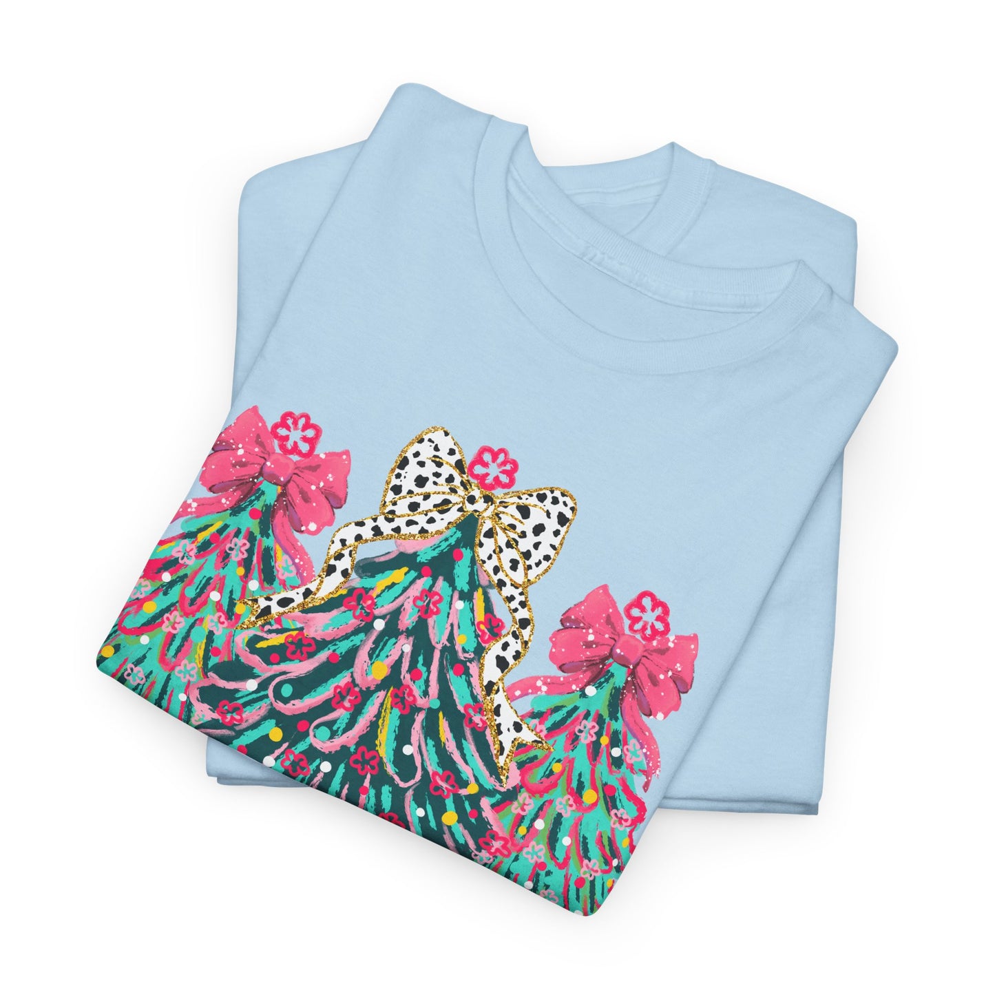 Cozy Christmas Tree Farm Style Tee | Festive Plaid & Leopard Print Shirt