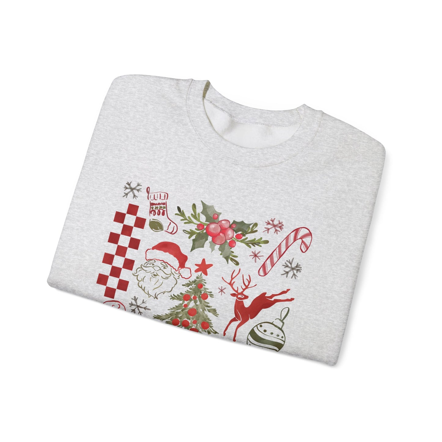 Cute Cozy Santa and Reindeer Christmas Collage Sweatshirt