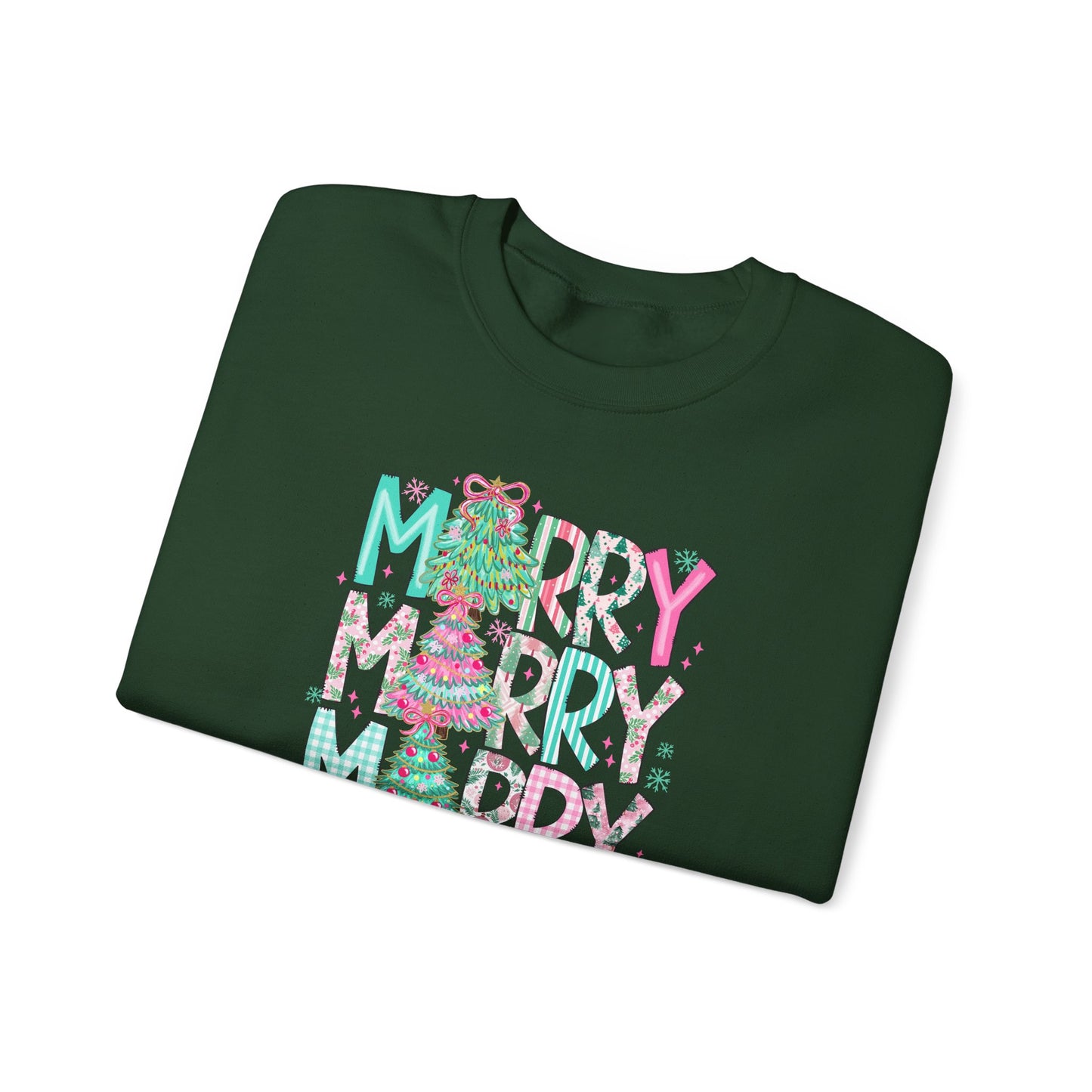Bold Merry Merry Merry Pink Teal Christmas Sweatshirt