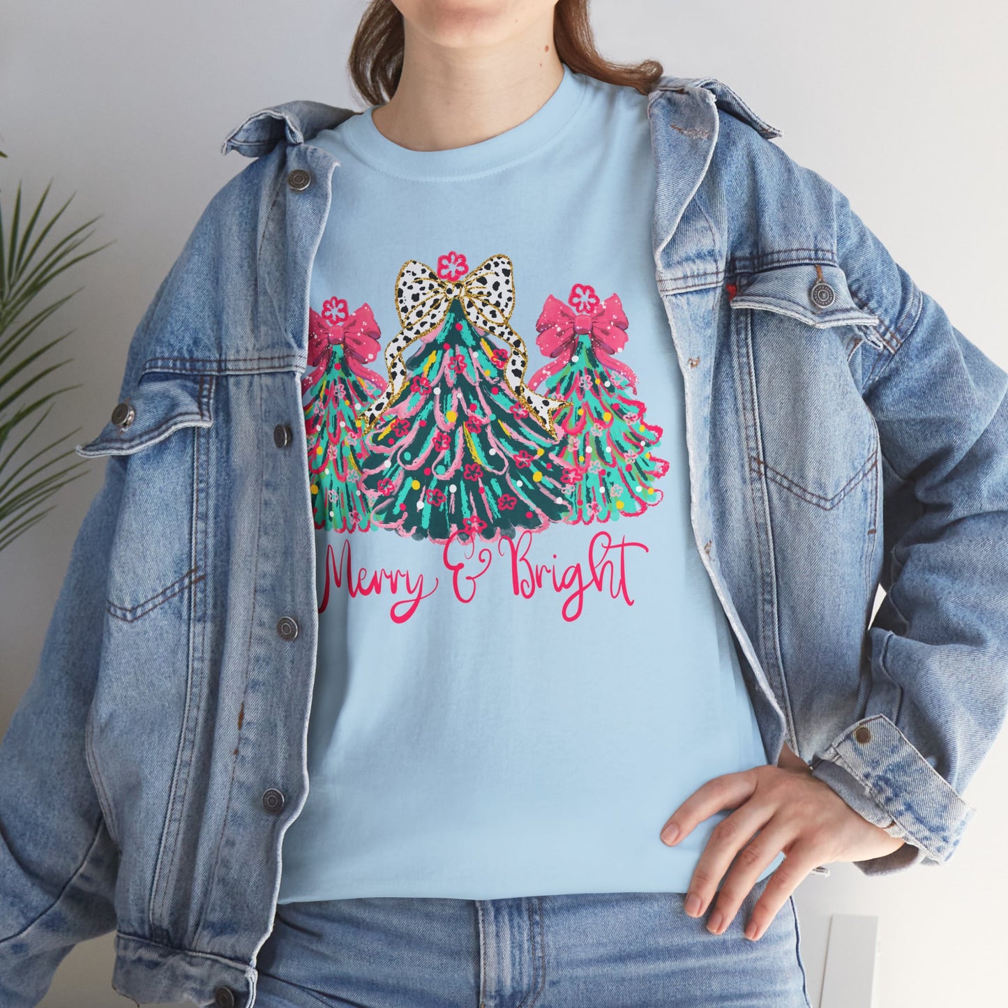 Cozy Christmas Tree Farm Style Tee | Festive Plaid & Leopard Print Shirt