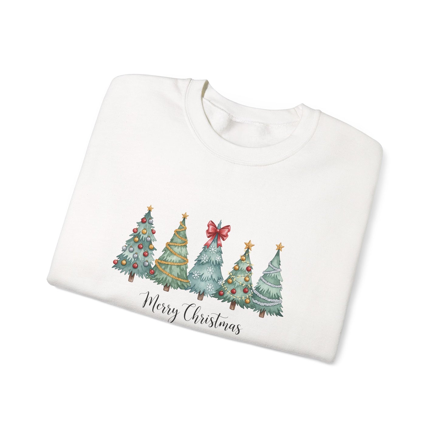 Merry Christmas Watercolor Festive Holiday Tree Forest Sweatshirt