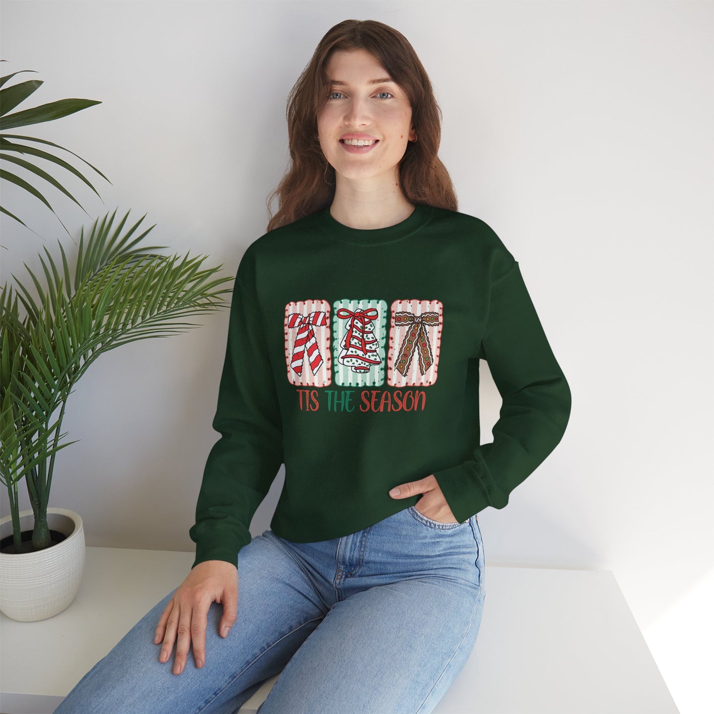 Retro Tis The Season Holiday Christmas Bell & Bow Blocks Sweatshirt