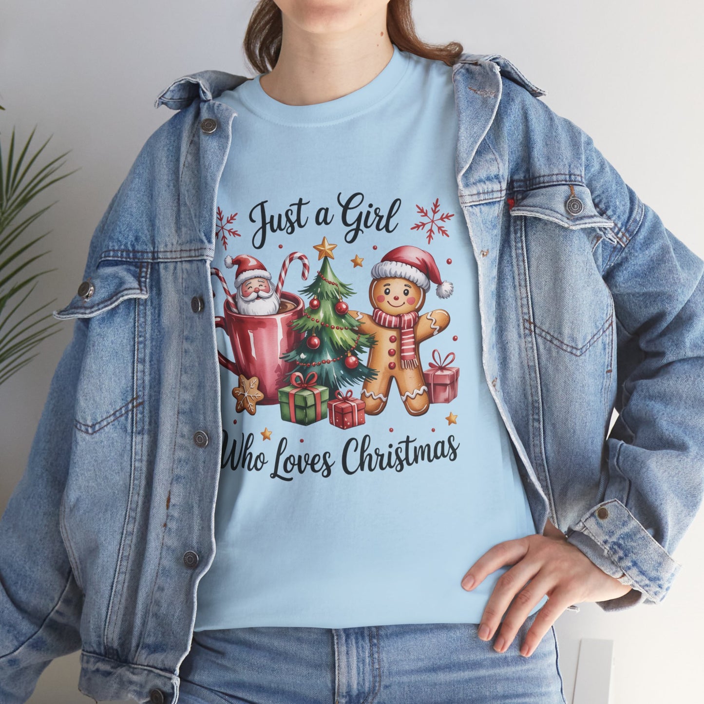 Just a Girl Who Loves Christmas T-Shirt | Cozy Hot Cocoa Station Holiday Tee