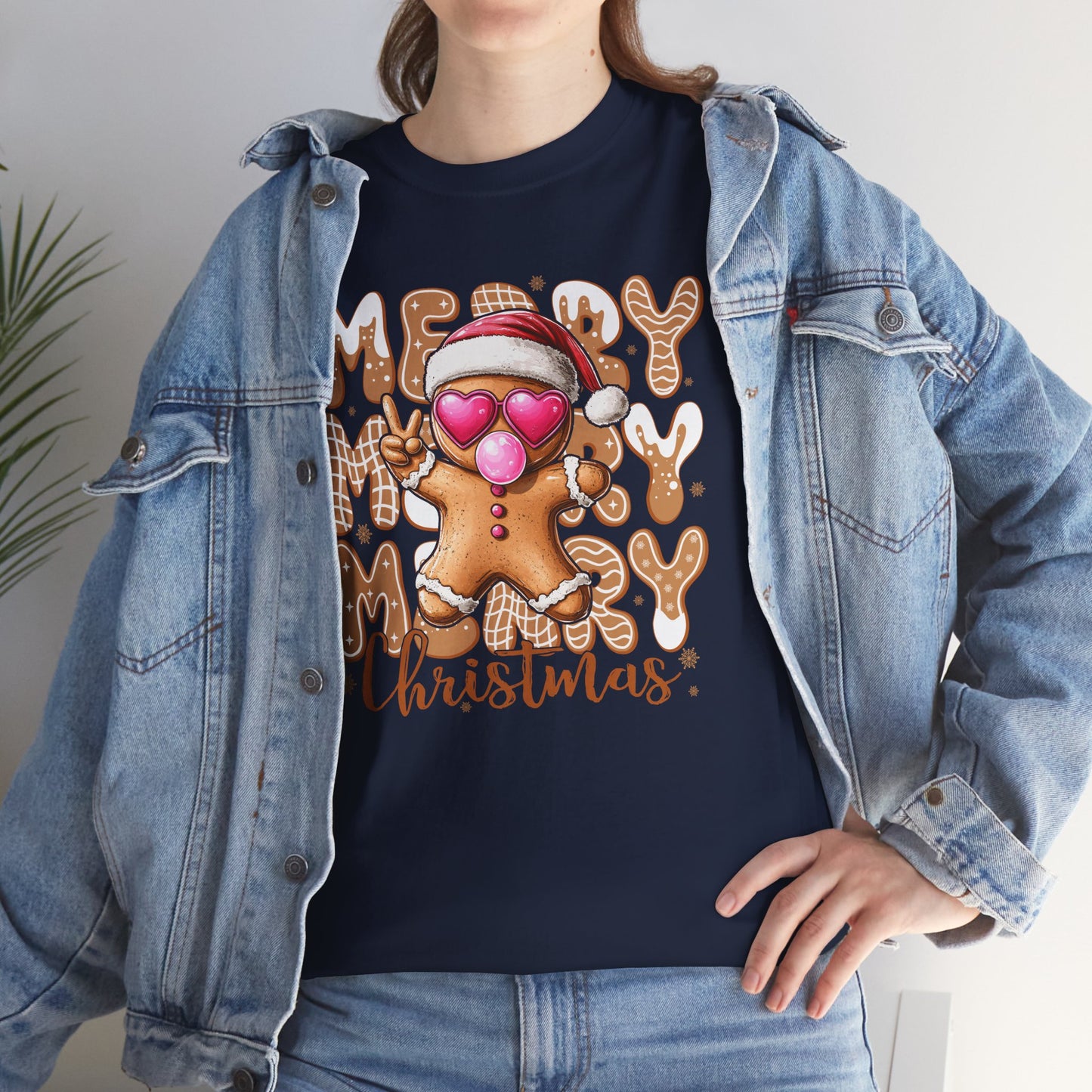 Sassy Gingerbread Man Cozy Heart Eyes Christmas Cookie Tee