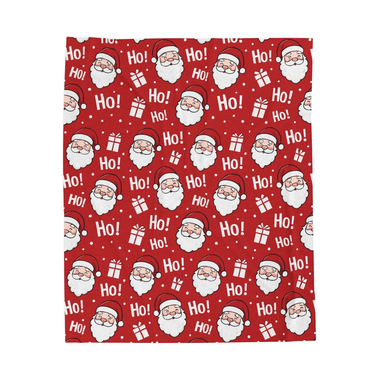 "Ho Ho Ho" Traditional Red Christmas Decor Santa Claus Print Blanket