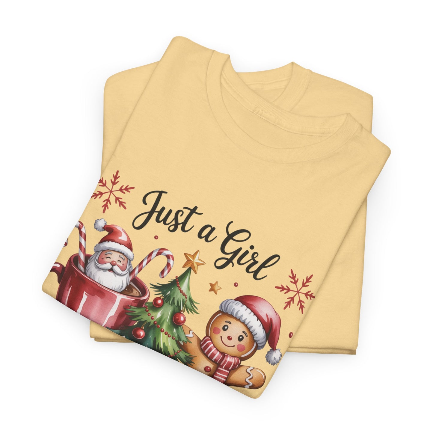 Just a Girl Who Loves Christmas T-Shirt | Cozy Hot Cocoa Station Holiday Tee