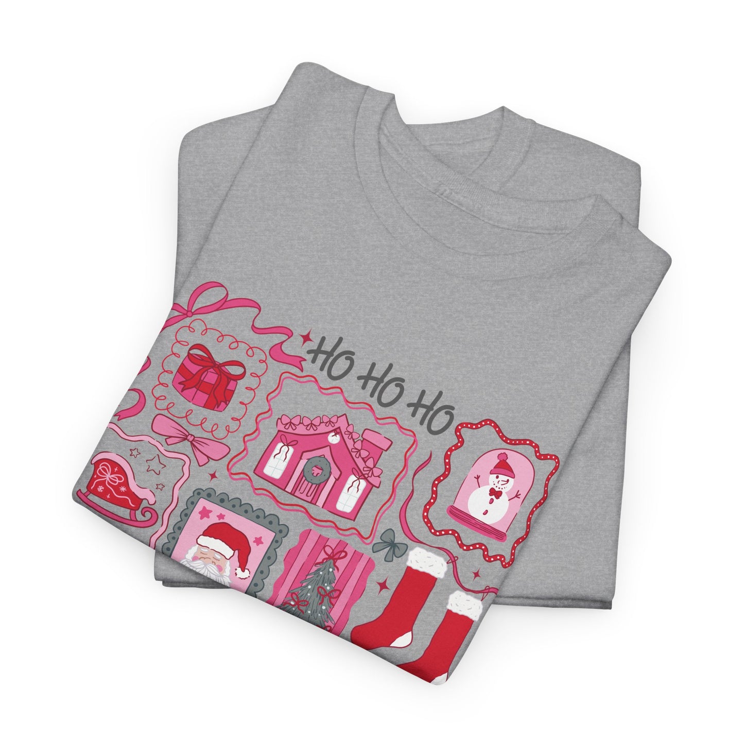 Vintage Christmas Stamp Collage T-Shirt | Ho Ho Ho Holiday Tee