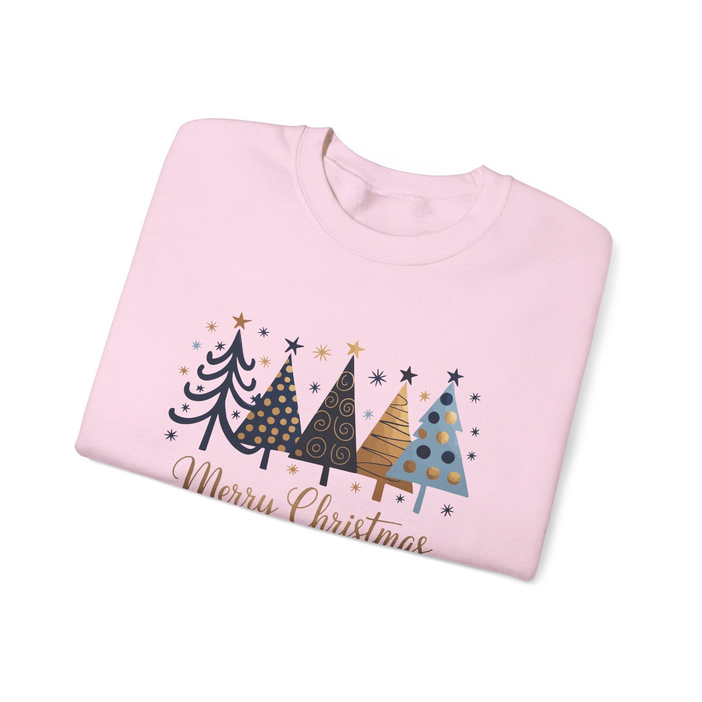 Merry & Bright Navy Gold Chic Holiday Christmas Tree Sweatshirt