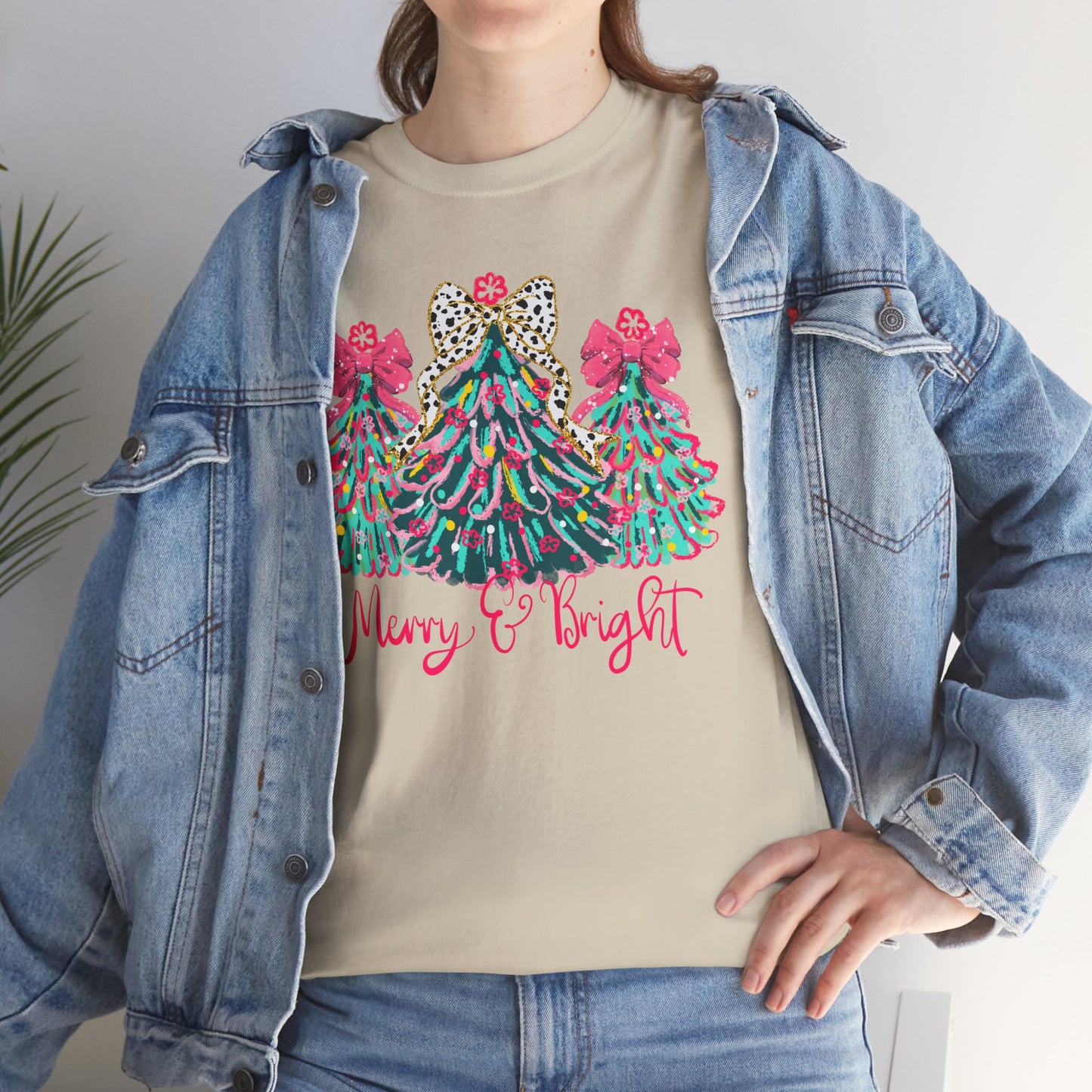 Cozy Christmas Tree Farm Style Tee | Festive Plaid & Leopard Print Shirt