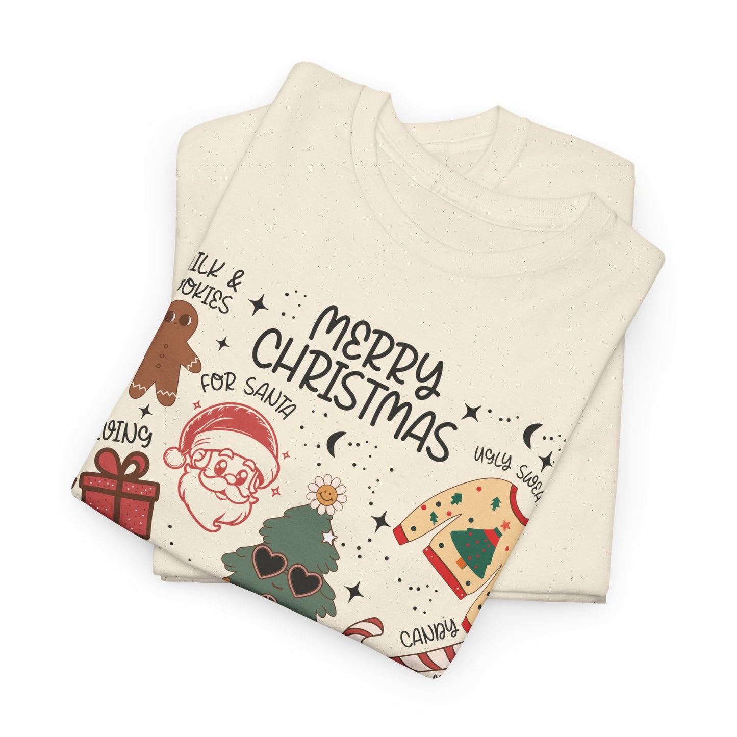 Merry Christmas Doodle Icon T-Shirt | Vintage Holiday Aesthetic Tee
