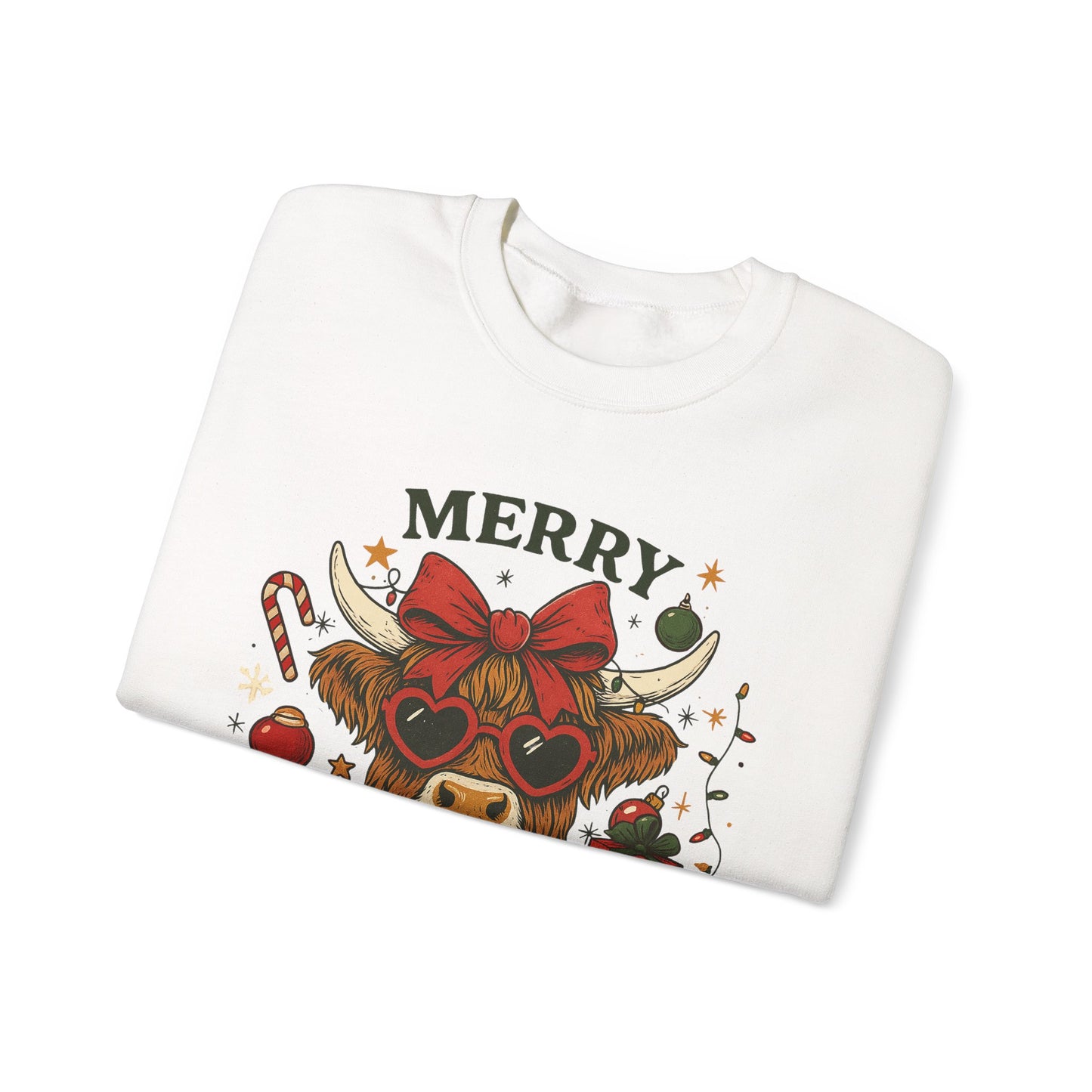 Sassy Funny Highland Cow Merry Christmas Holiday Sweatshirt