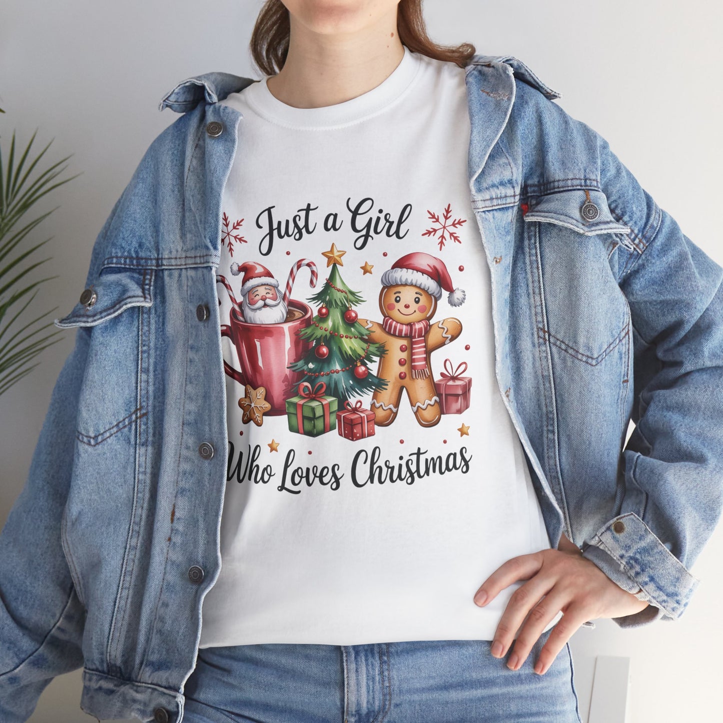 Just a Girl Who Loves Christmas T-Shirt | Cozy Hot Cocoa Station Holiday Tee