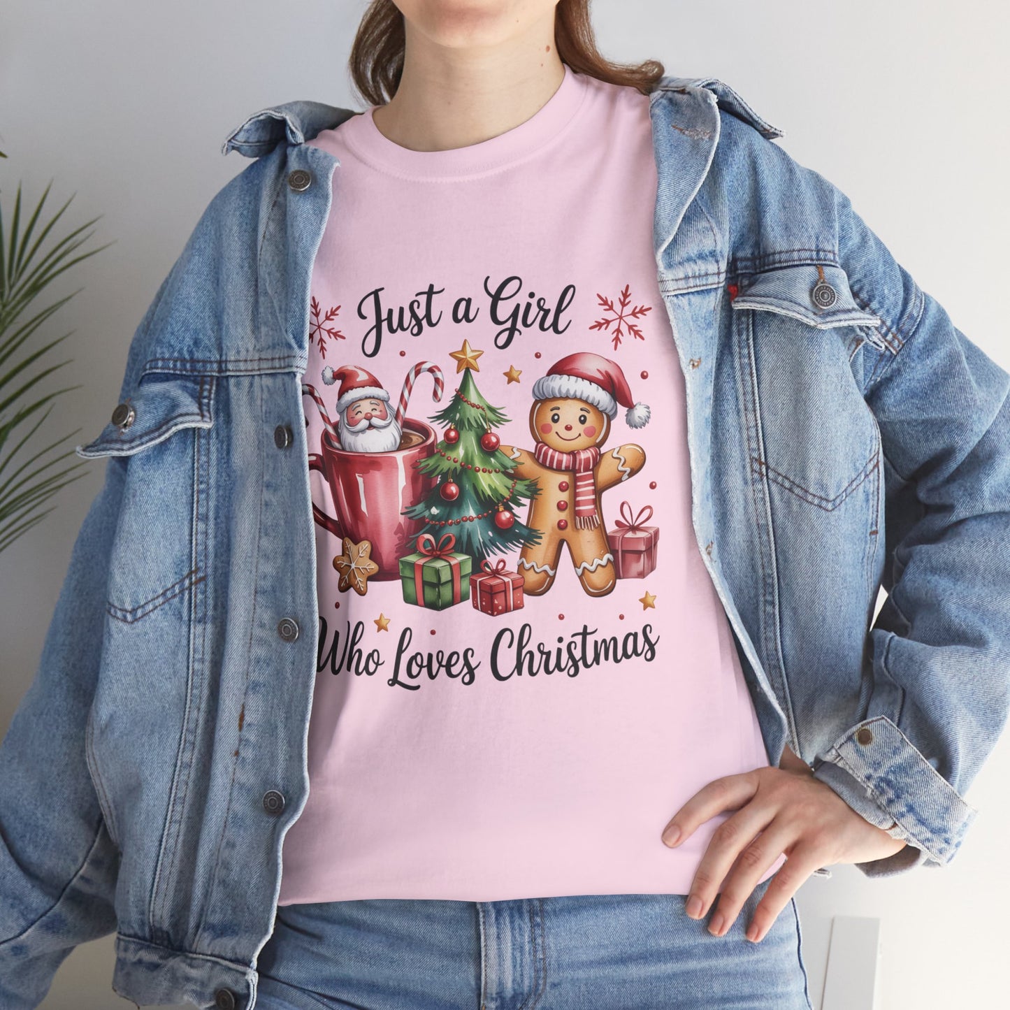 Just a Girl Who Loves Christmas T-Shirt | Cozy Hot Cocoa Station Holiday Tee