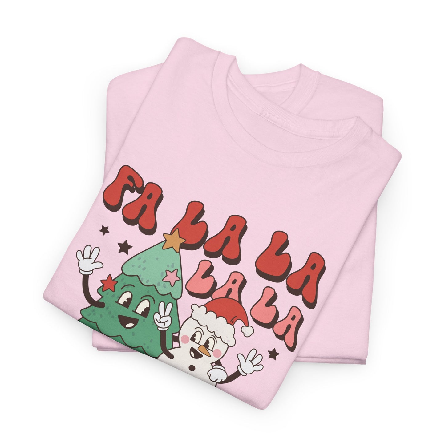 FA LA LA LA Retro Christmas Tree & Snowman Groovy Holiday Vibe Tee