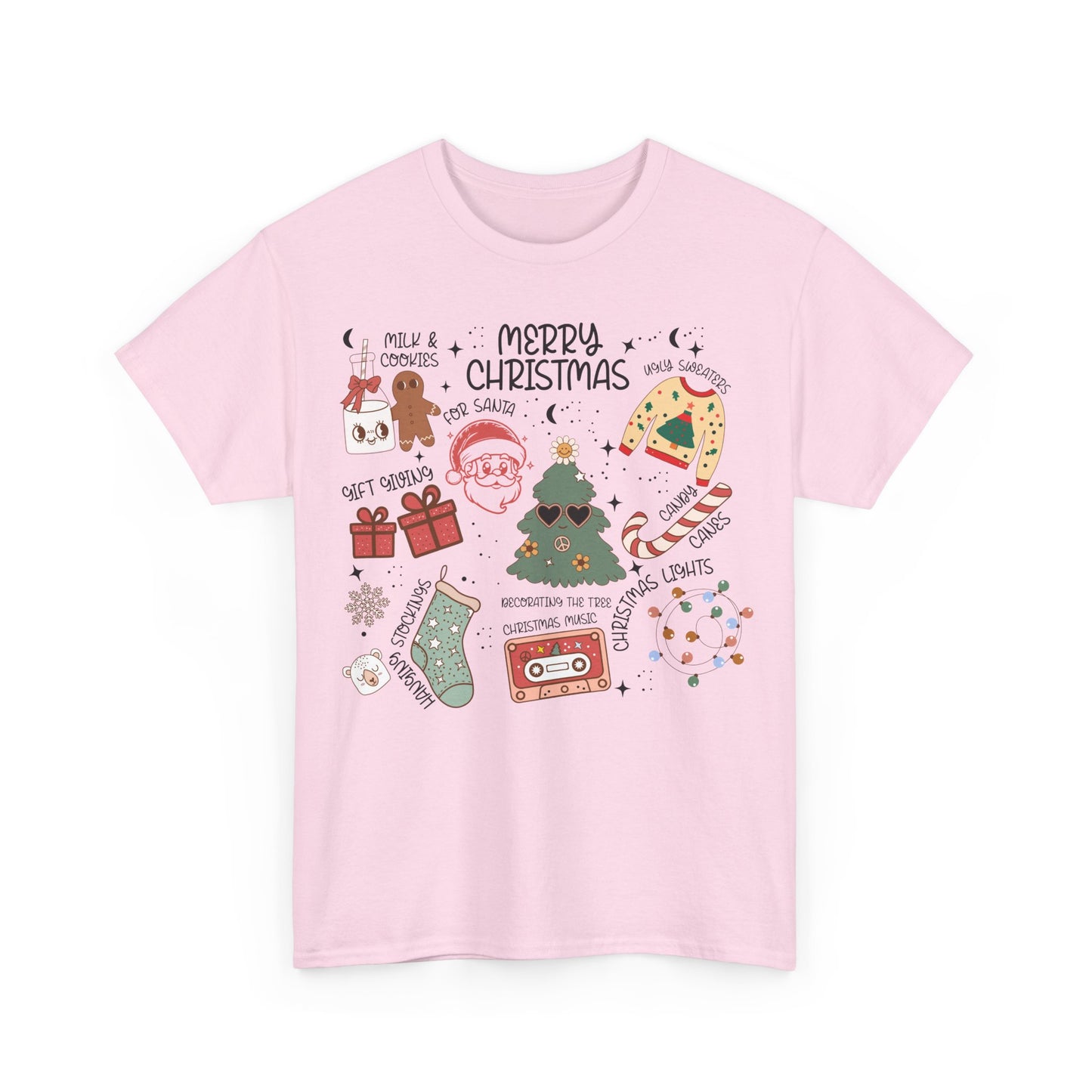 Merry Christmas Doodle Icon T-Shirt | Vintage Holiday Aesthetic Tee