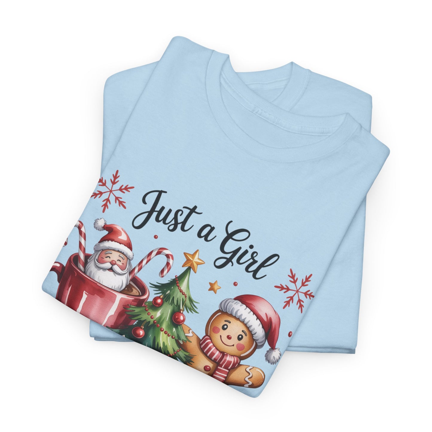 Just a Girl Who Loves Christmas T-Shirt | Cozy Hot Cocoa Station Holiday Tee