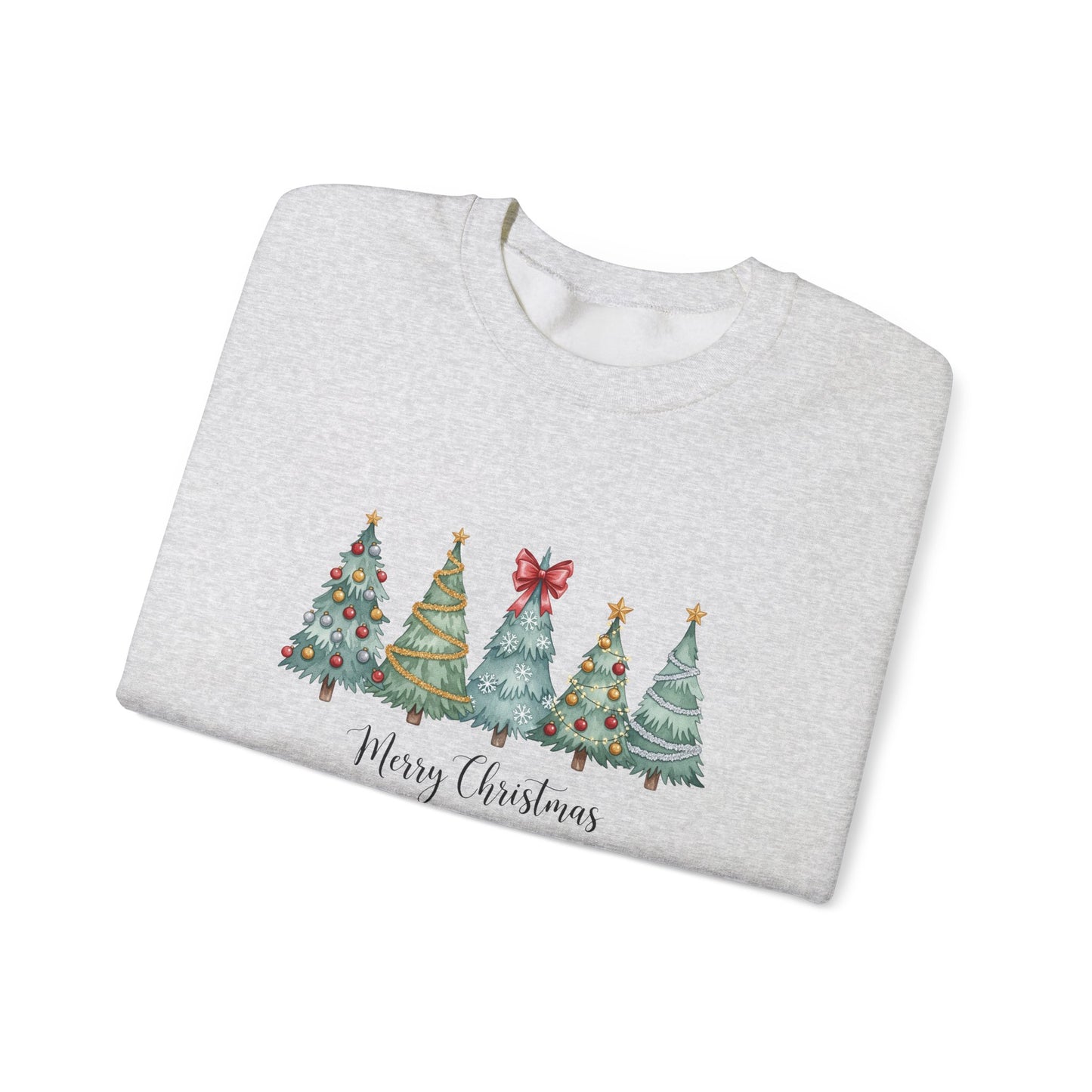 Merry Christmas Watercolor Festive Holiday Tree Forest Sweatshirt