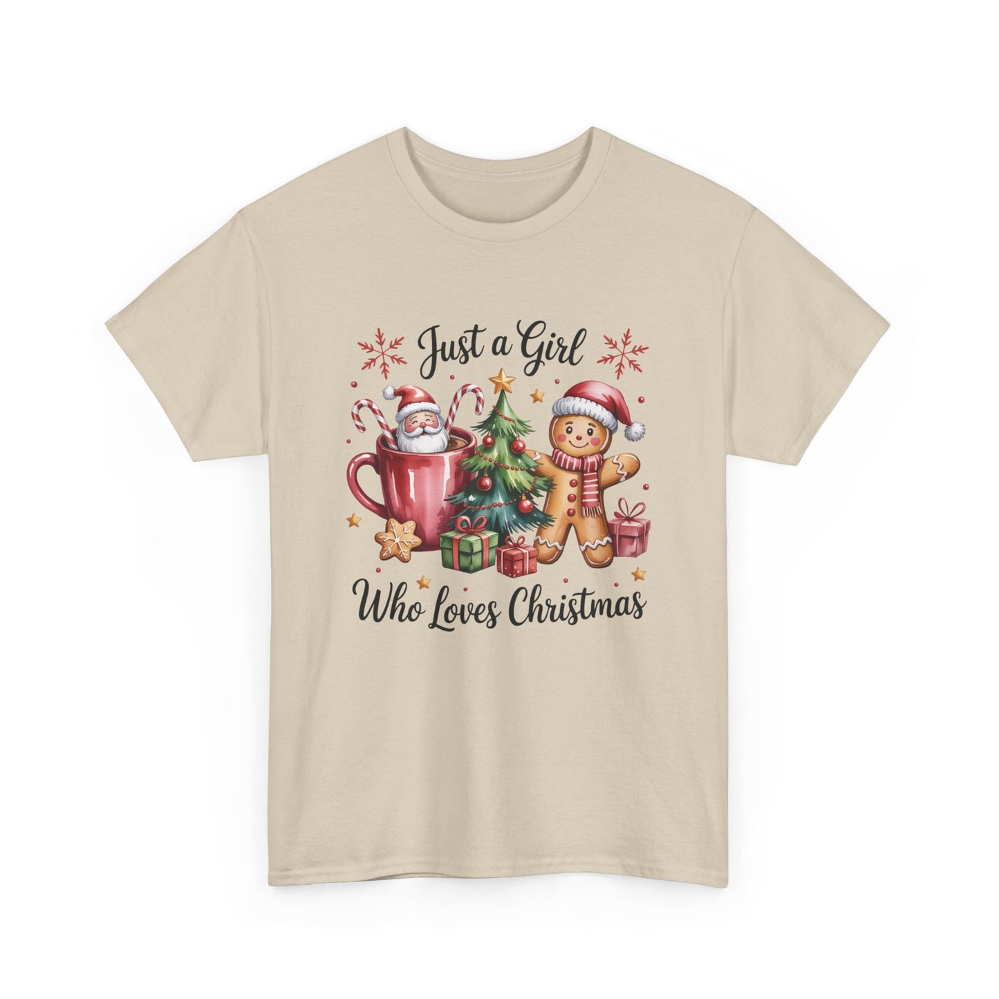 Just a Girl Who Loves Christmas T-Shirt | Cozy Hot Cocoa Station Holiday Tee