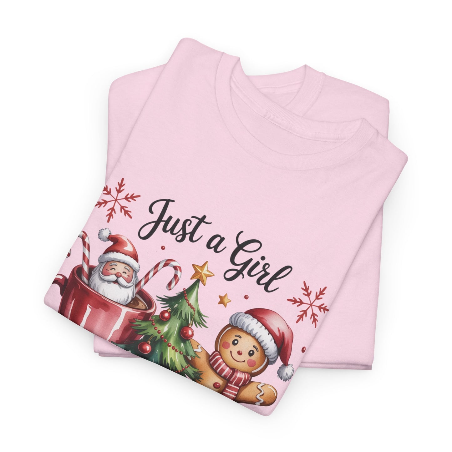 Just a Girl Who Loves Christmas T-Shirt | Cozy Hot Cocoa Station Holiday Tee