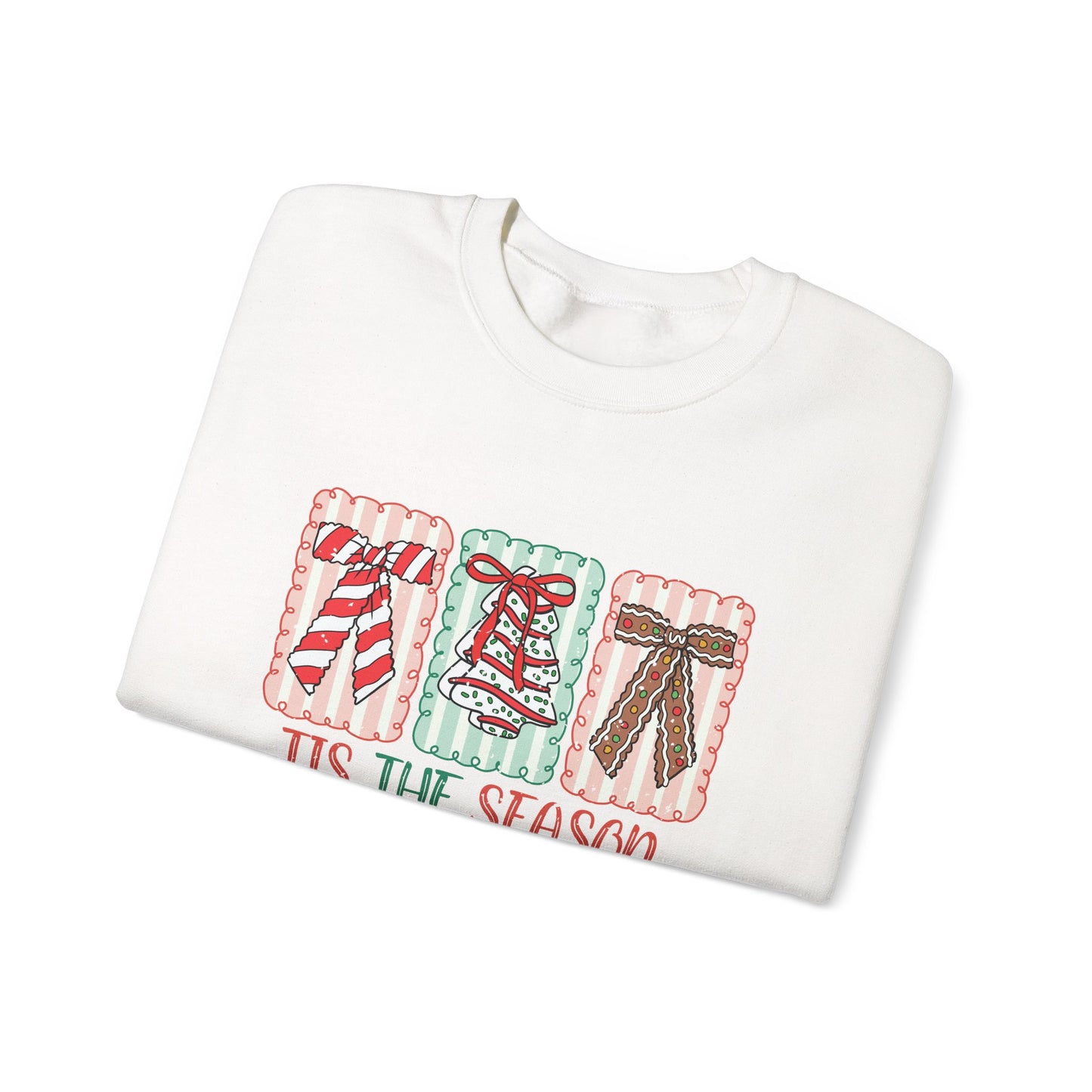 Retro Tis The Season Holiday Christmas Bell & Bow Blocks Sweatshirt
