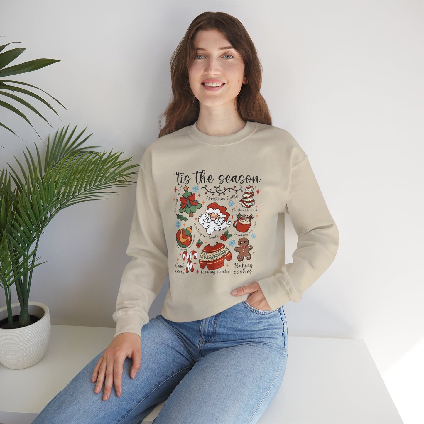 Tis The Season For Chaos' Cozy Holiday Christmas Doodle Sweatshirt