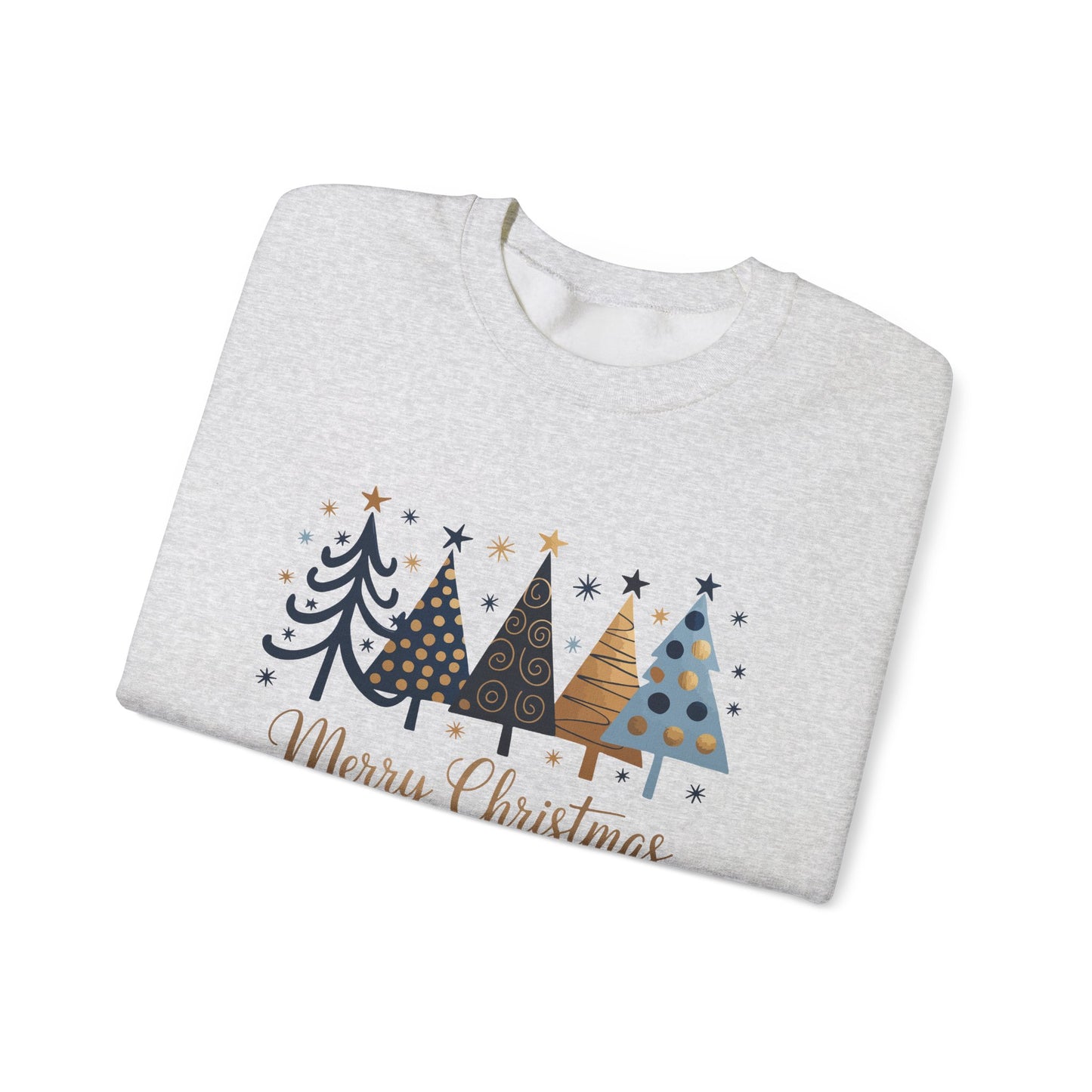 Merry & Bright Navy Gold Chic Holiday Christmas Tree Sweatshirt