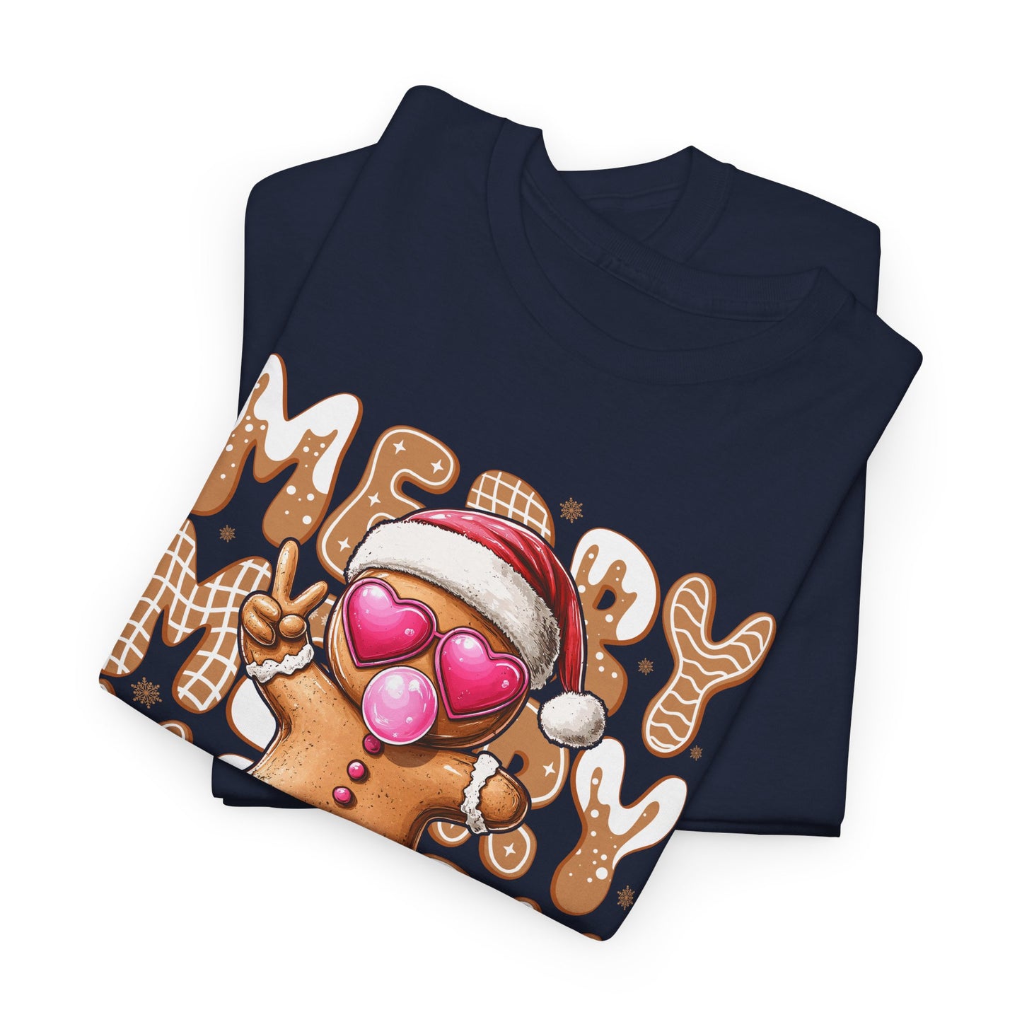 Sassy Gingerbread Man Cozy Heart Eyes Christmas Cookie Tee