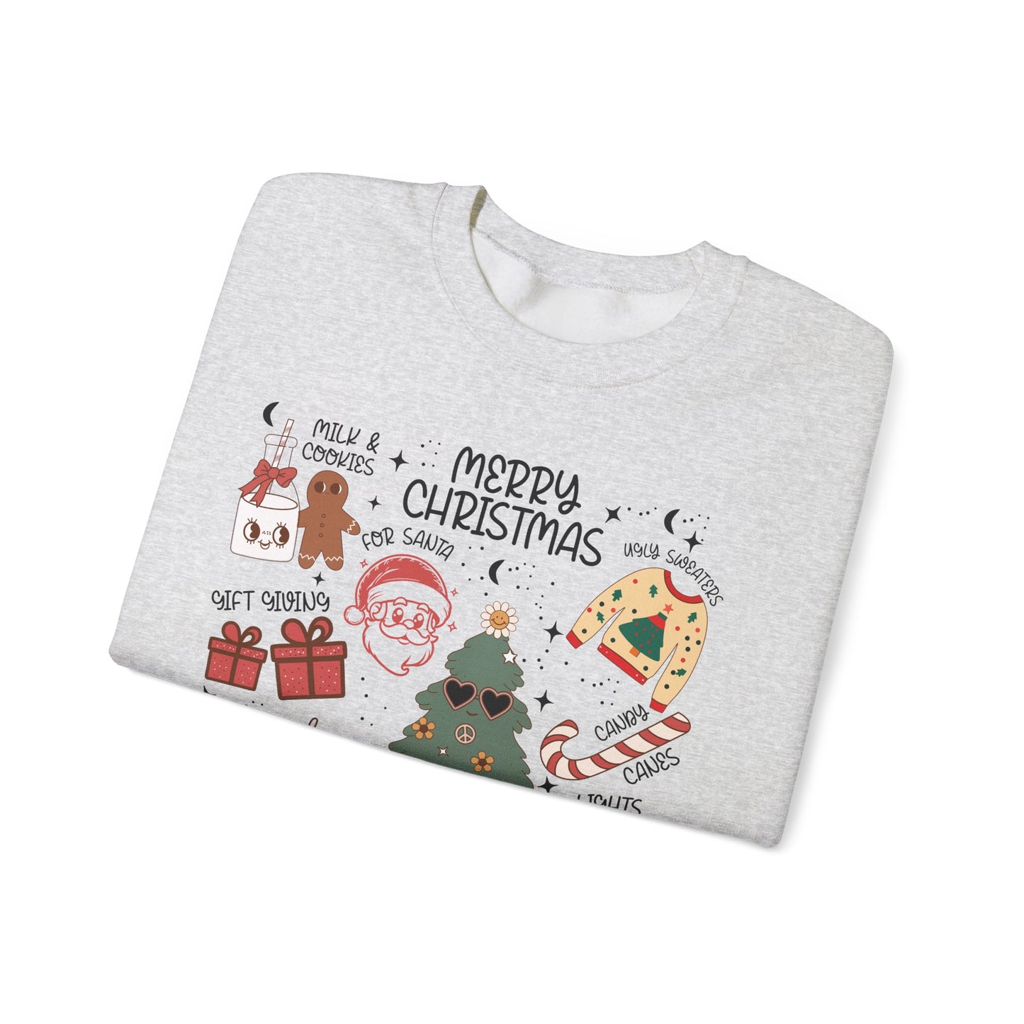 Fun Holiday Icon Nostalgic Christmas Doodle Sweatshirt