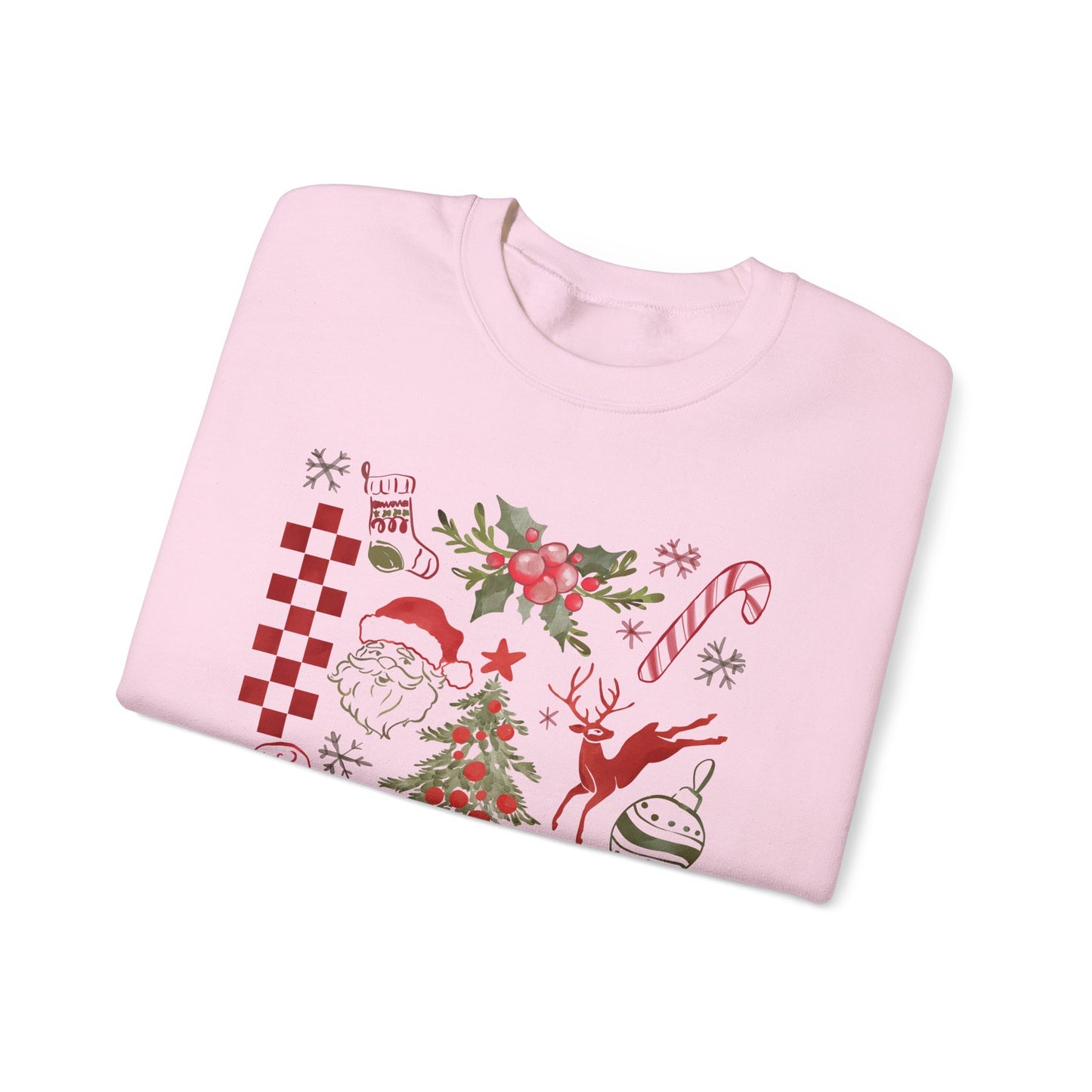 Cute Cozy Santa and Reindeer Christmas Collage Sweatshirt