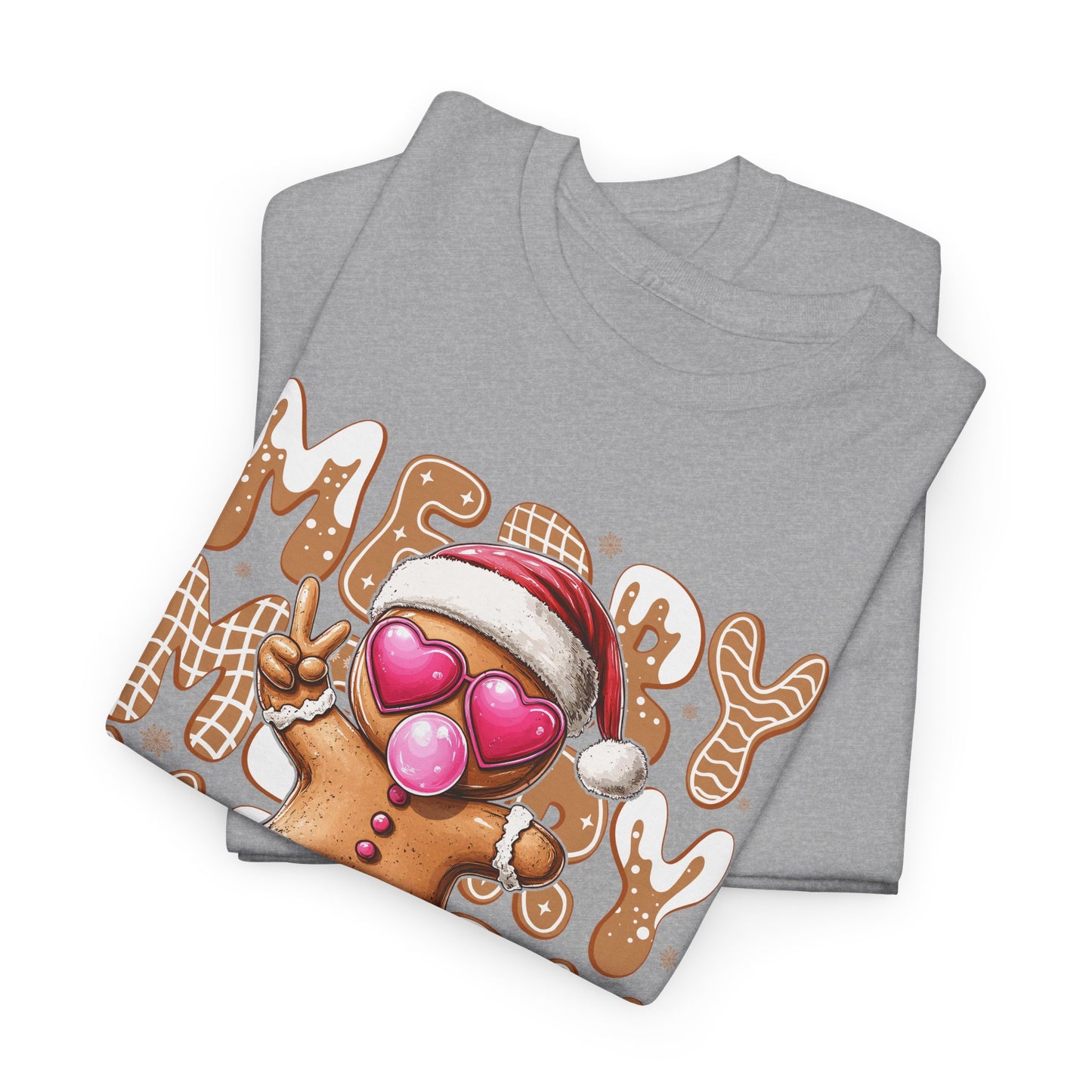 Sassy Gingerbread Man Cozy Heart Eyes Christmas Cookie Tee