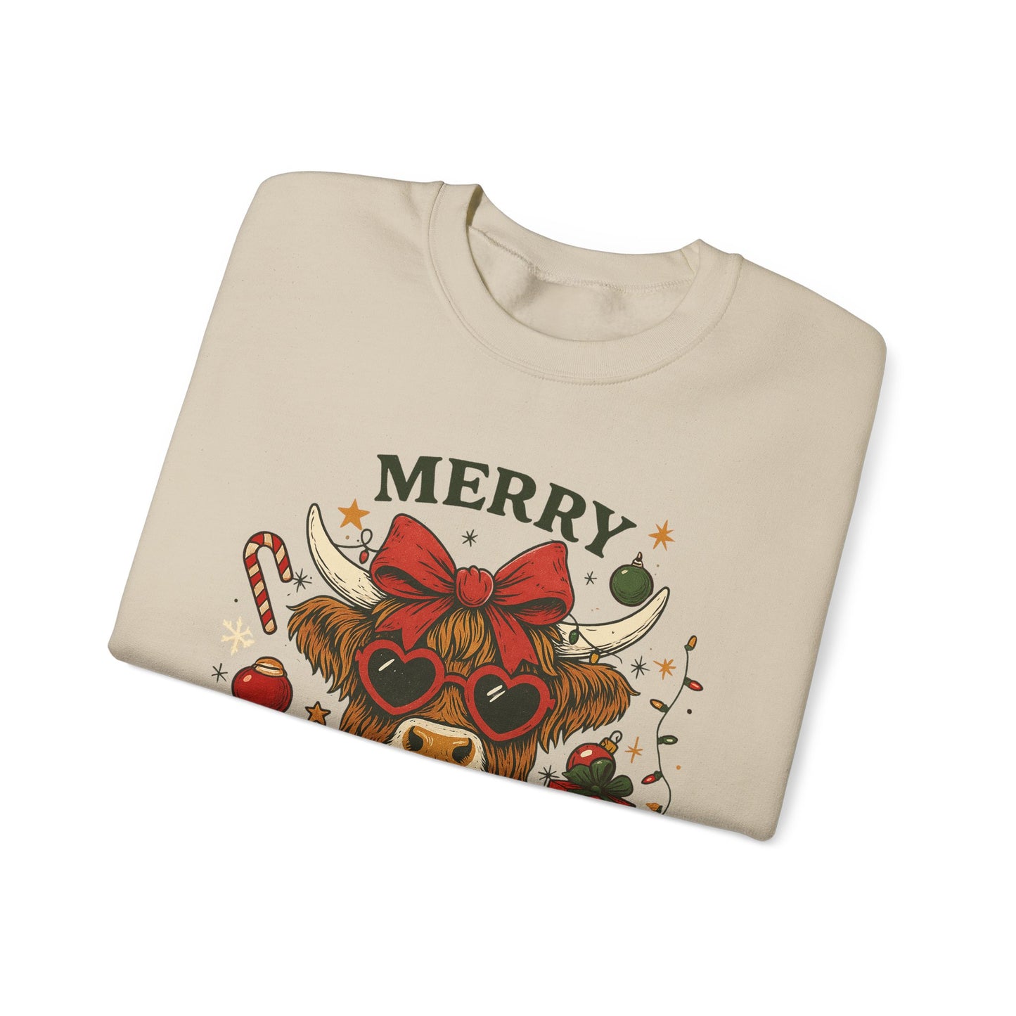 Sassy Funny Highland Cow Merry Christmas Holiday Sweatshirt