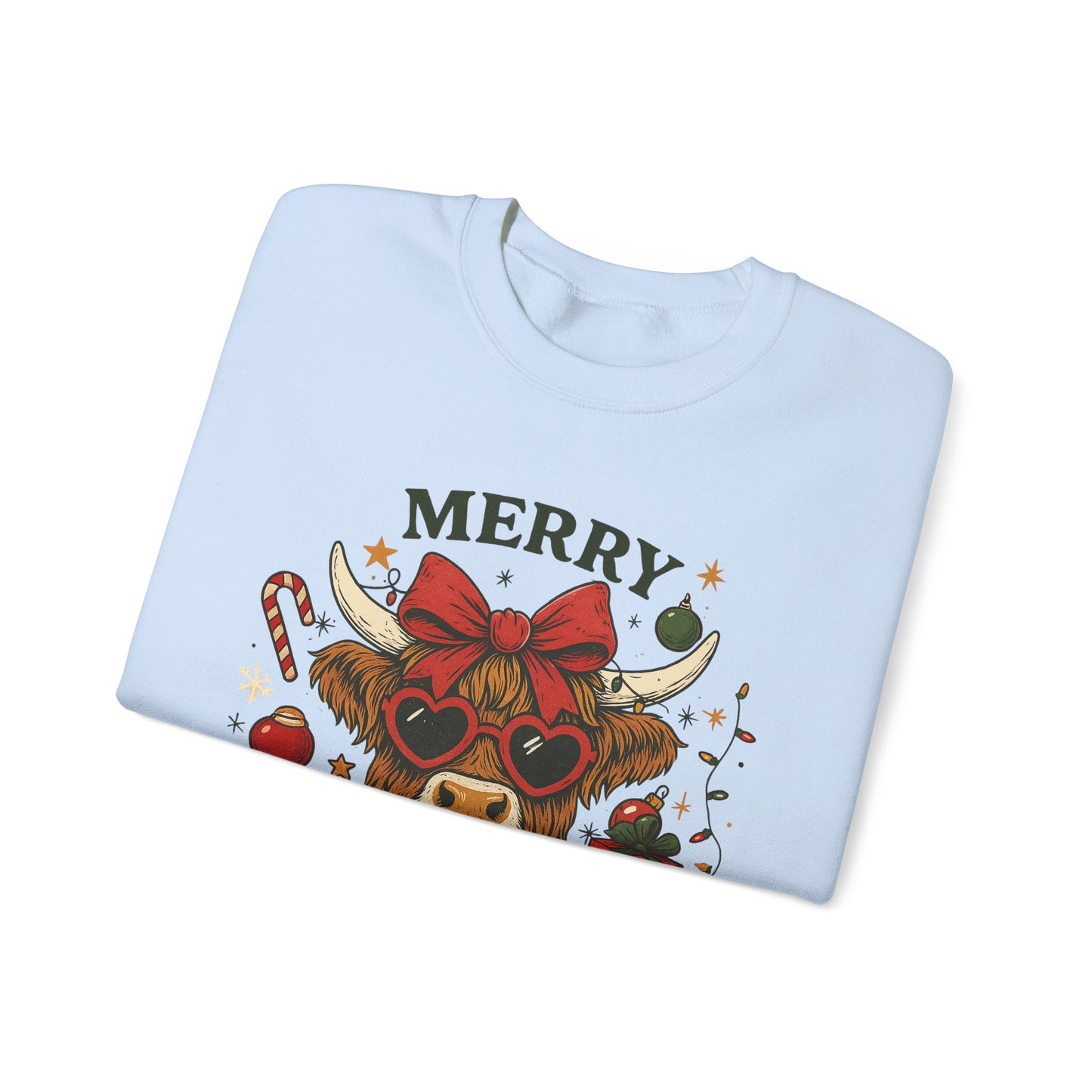 Sassy Funny Highland Cow Merry Christmas Holiday Sweatshirt