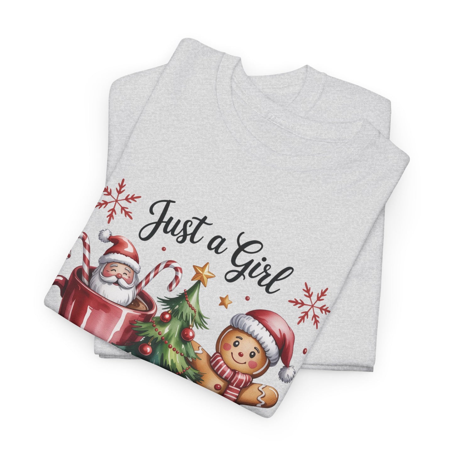 Just a Girl Who Loves Christmas T-Shirt | Cozy Hot Cocoa Station Holiday Tee