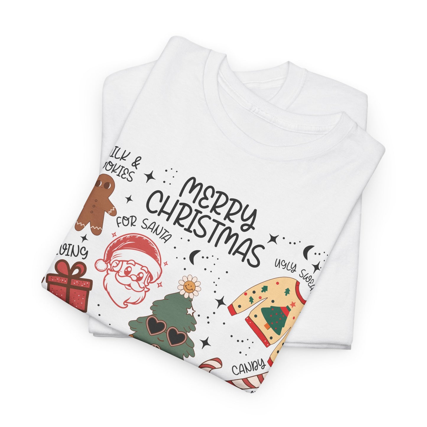 Merry Christmas Doodle Icon T-Shirt | Vintage Holiday Aesthetic Tee