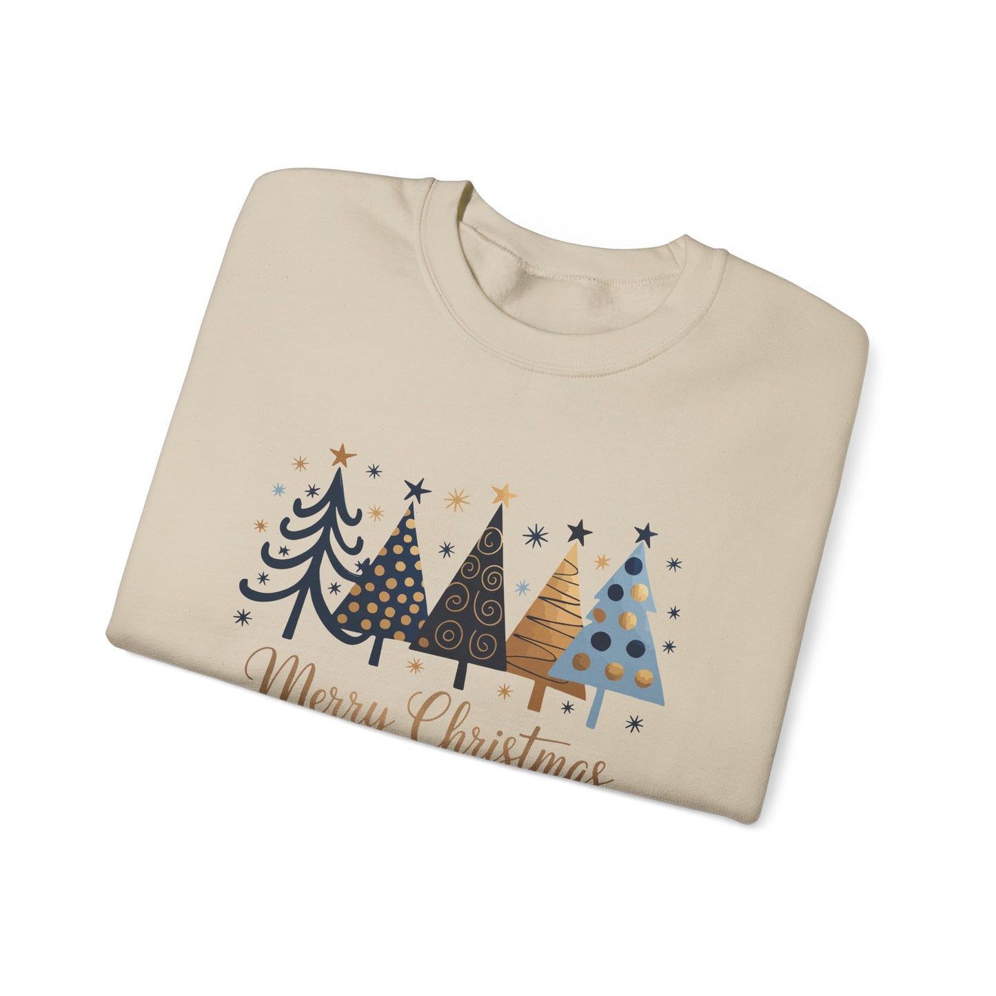 Merry & Bright Navy Gold Chic Holiday Christmas Tree Sweatshirt
