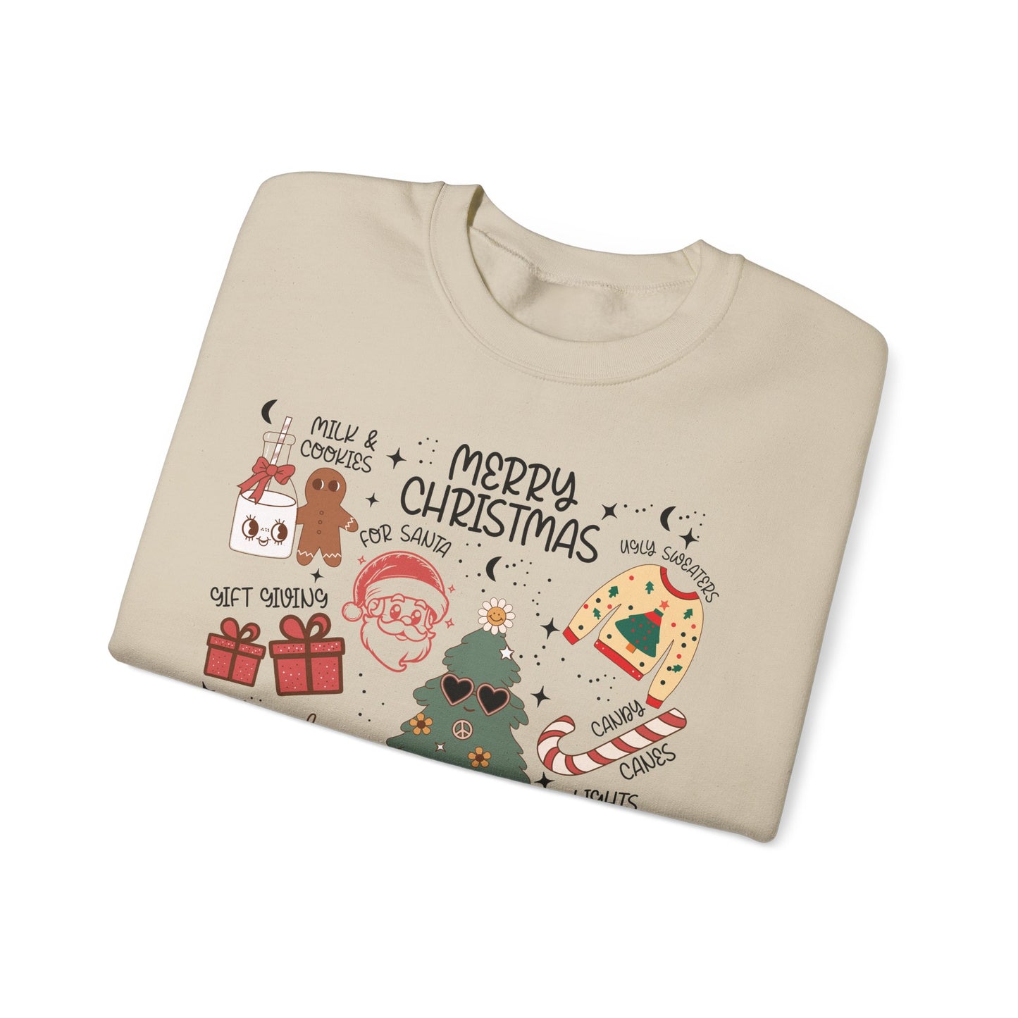 Fun Holiday Icon Nostalgic Christmas Doodle Sweatshirt