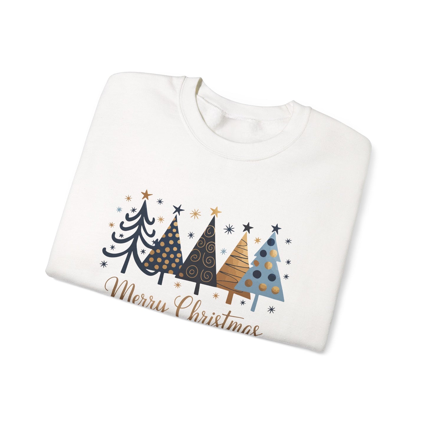 Merry & Bright Navy Gold Chic Holiday Christmas Tree Sweatshirt