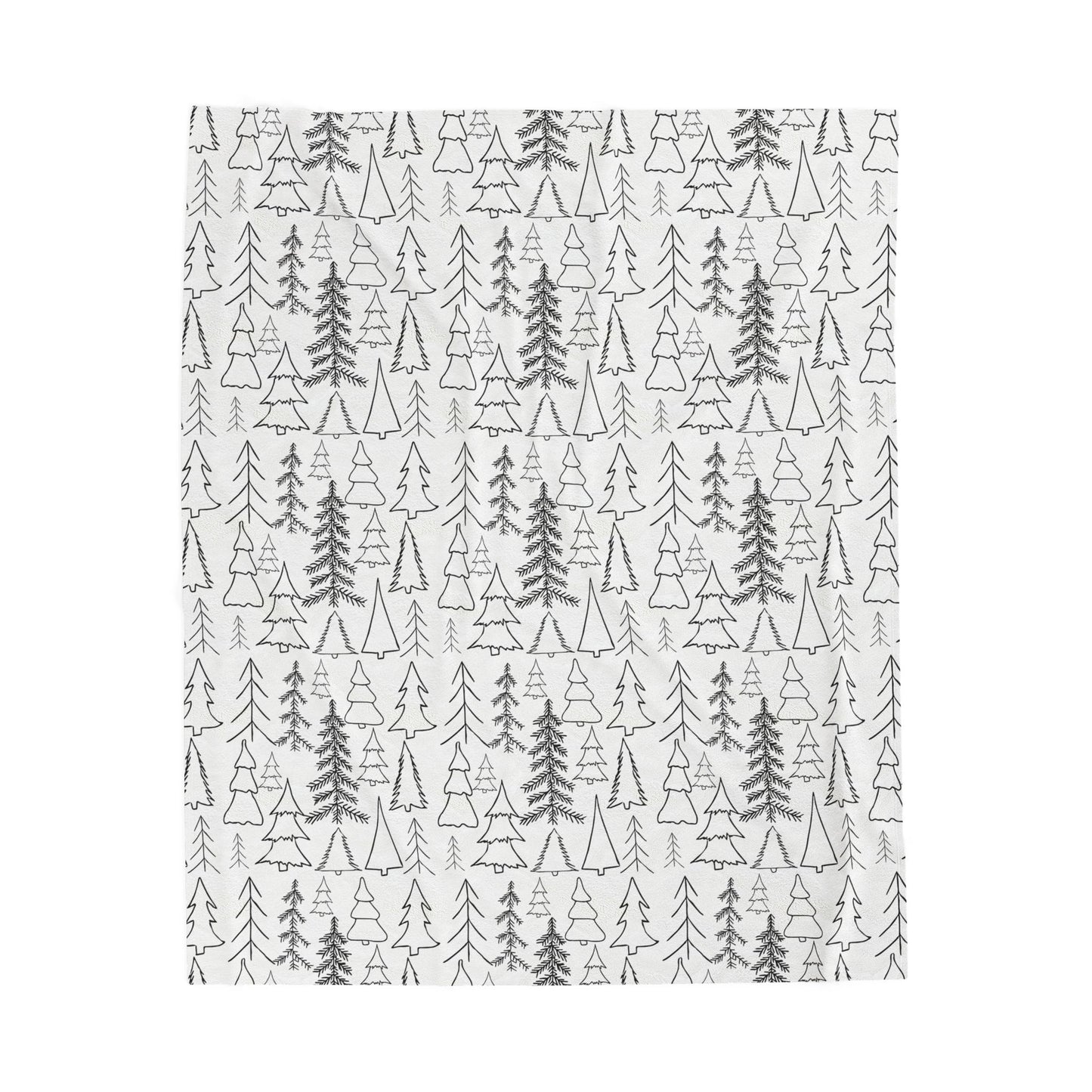 Minimalist Modern Holiday Black & White Christmas Tree Pattern Blanket -