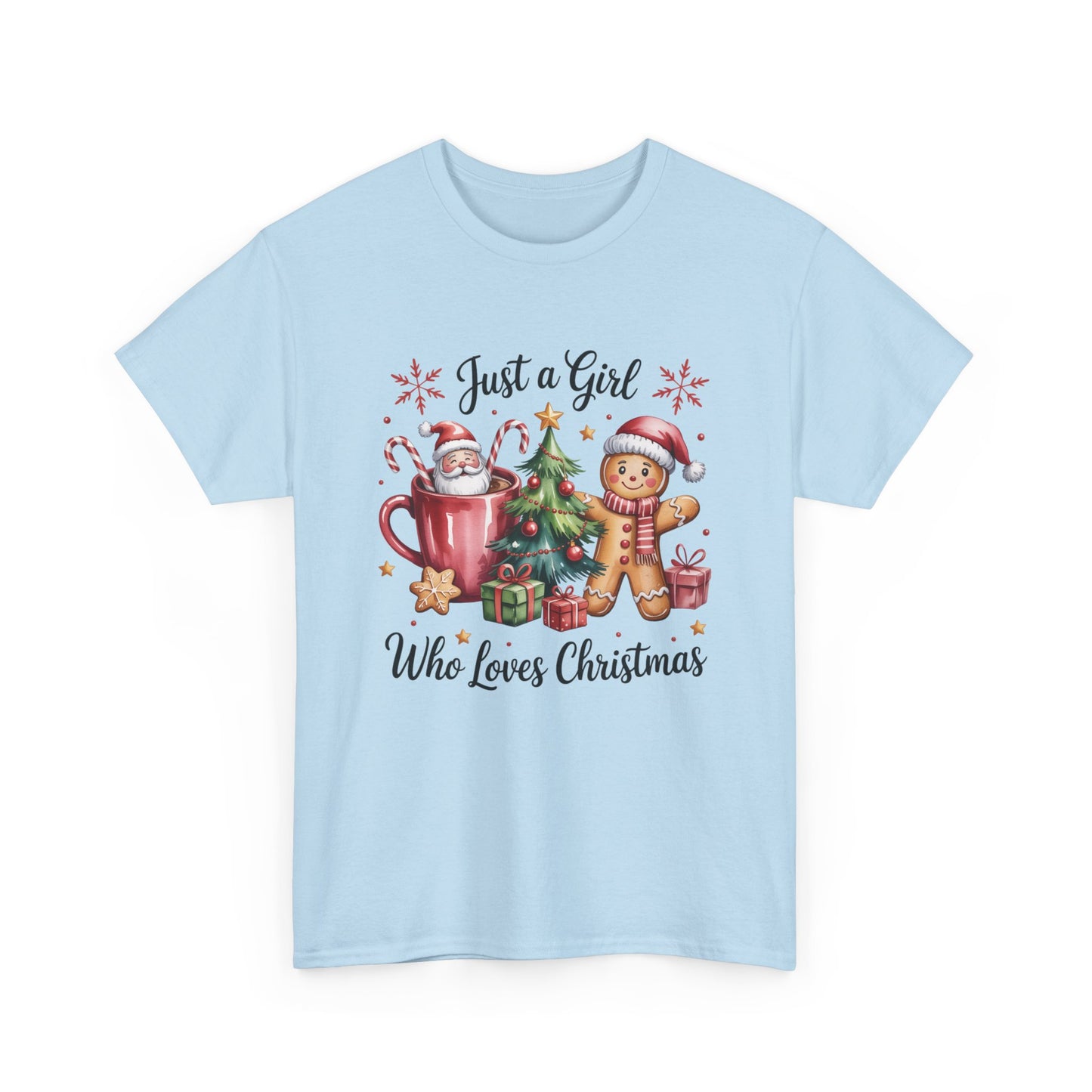 Just a Girl Who Loves Christmas T-Shirt | Cozy Hot Cocoa Station Holiday Tee