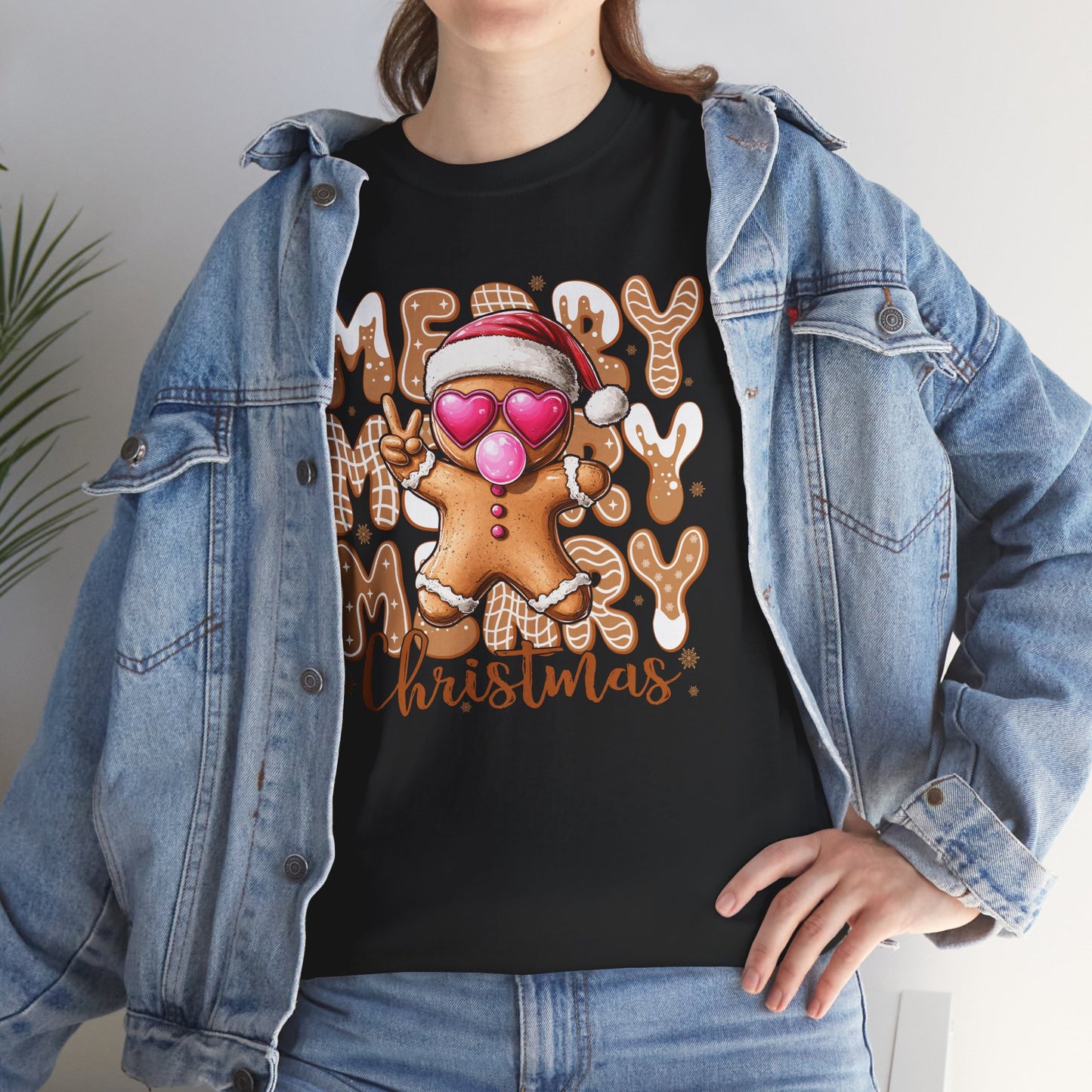 Sassy Gingerbread Man Cozy Heart Eyes Christmas Cookie Tee