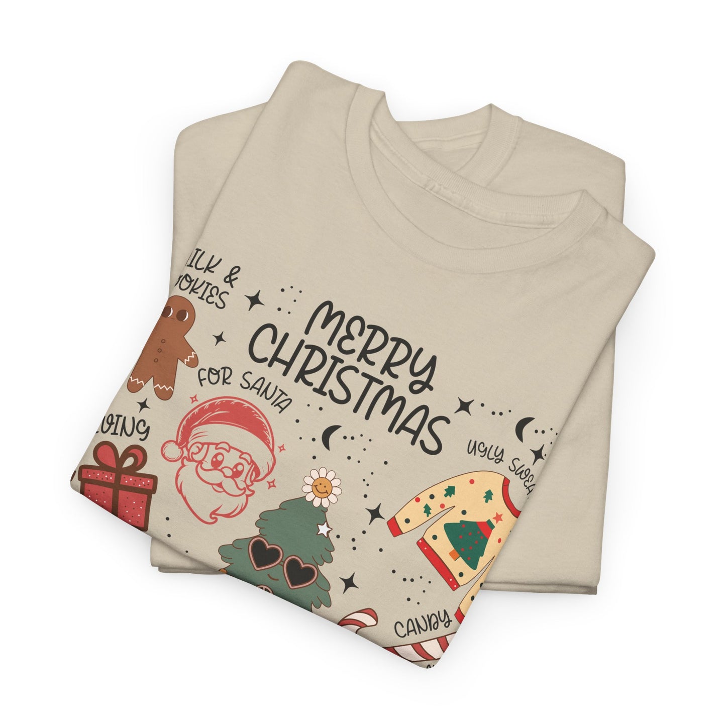 Merry Christmas Doodle Icon T-Shirt | Vintage Holiday Aesthetic Tee